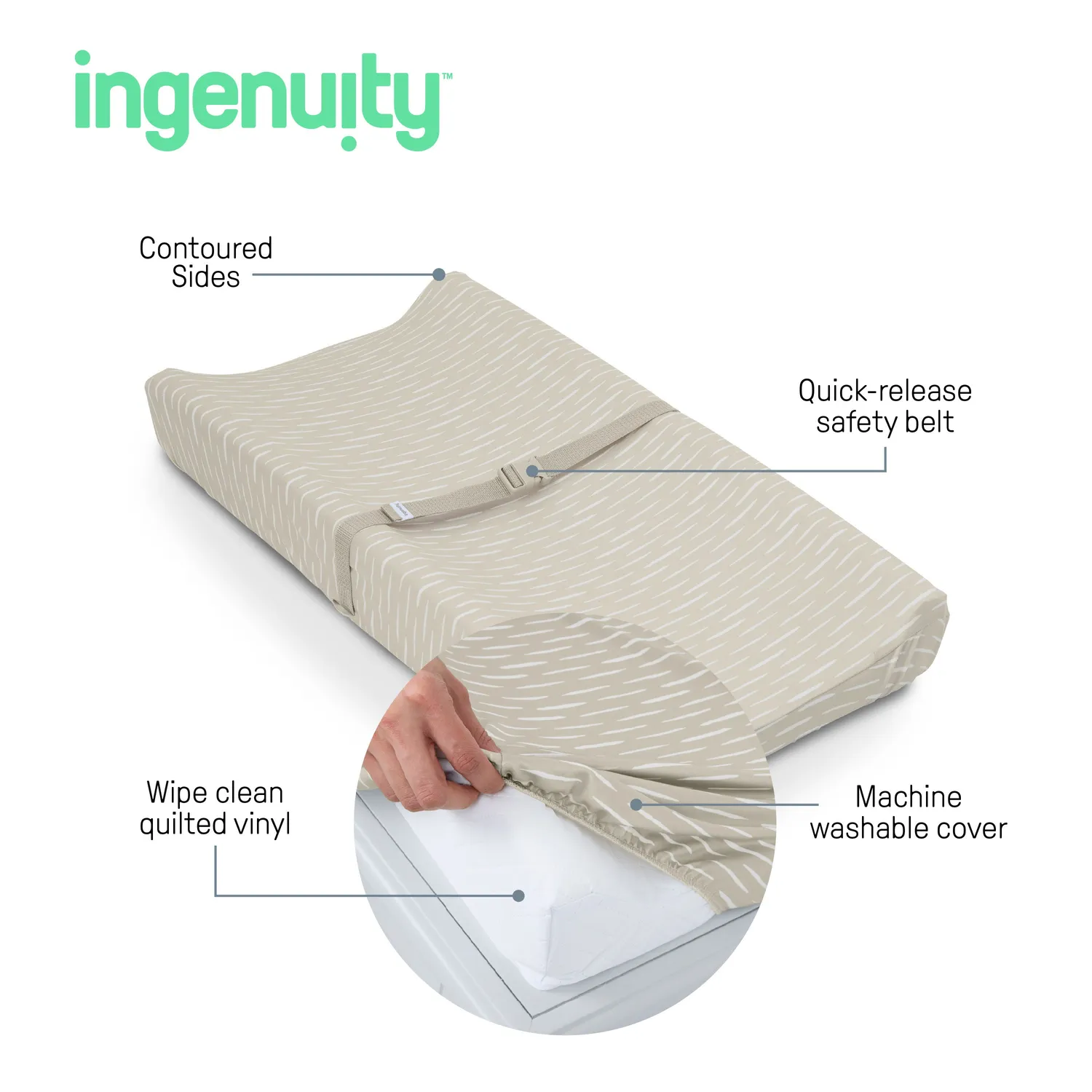 Ingenuity CozyClean Wickelauflage Taupe abwaschbar