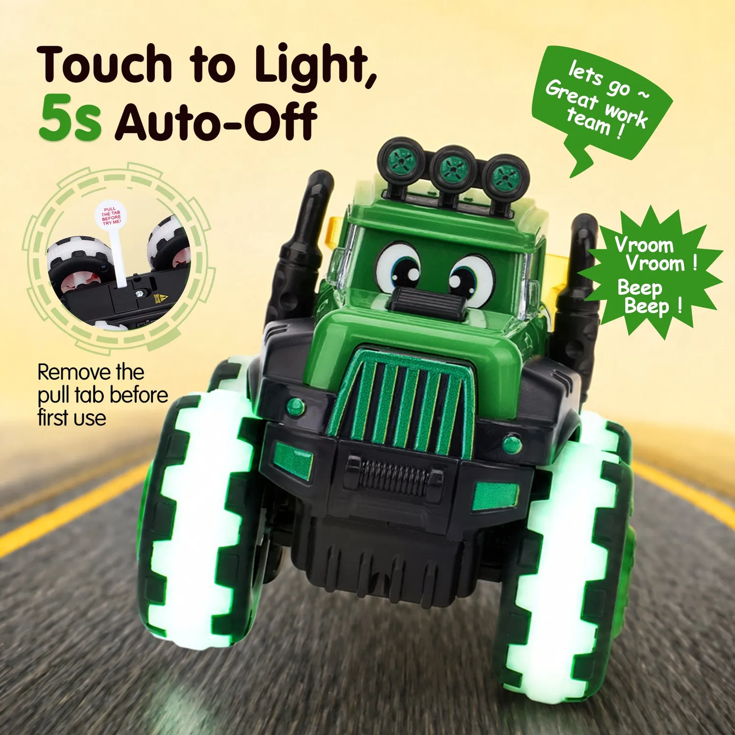 hahaland Turbo Glow Baufahrzeuge 3er-Set mit Licht und Sound