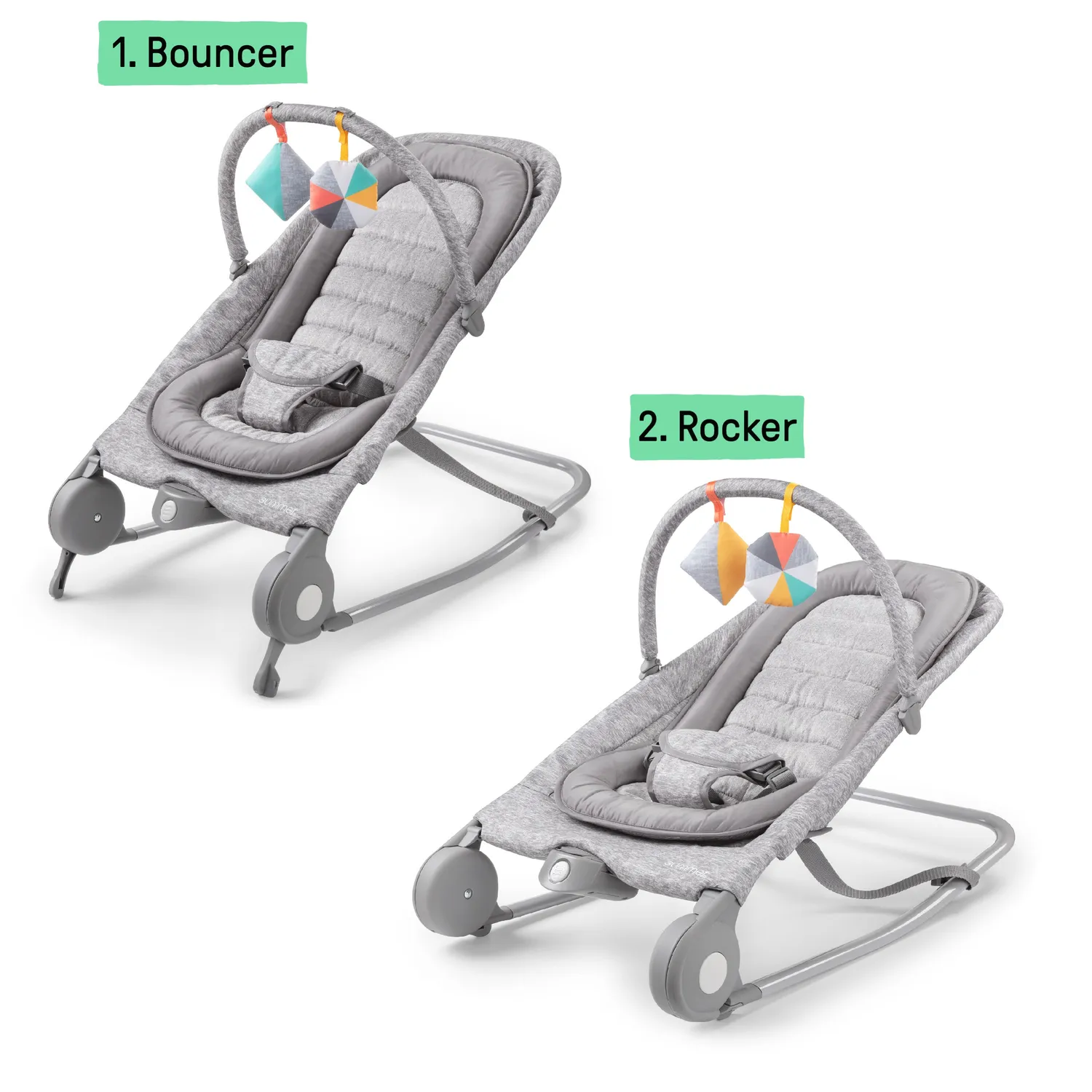 Summer 2-in-1 Bouncer Rocker Duo Babywippe Hellgrau Tweed