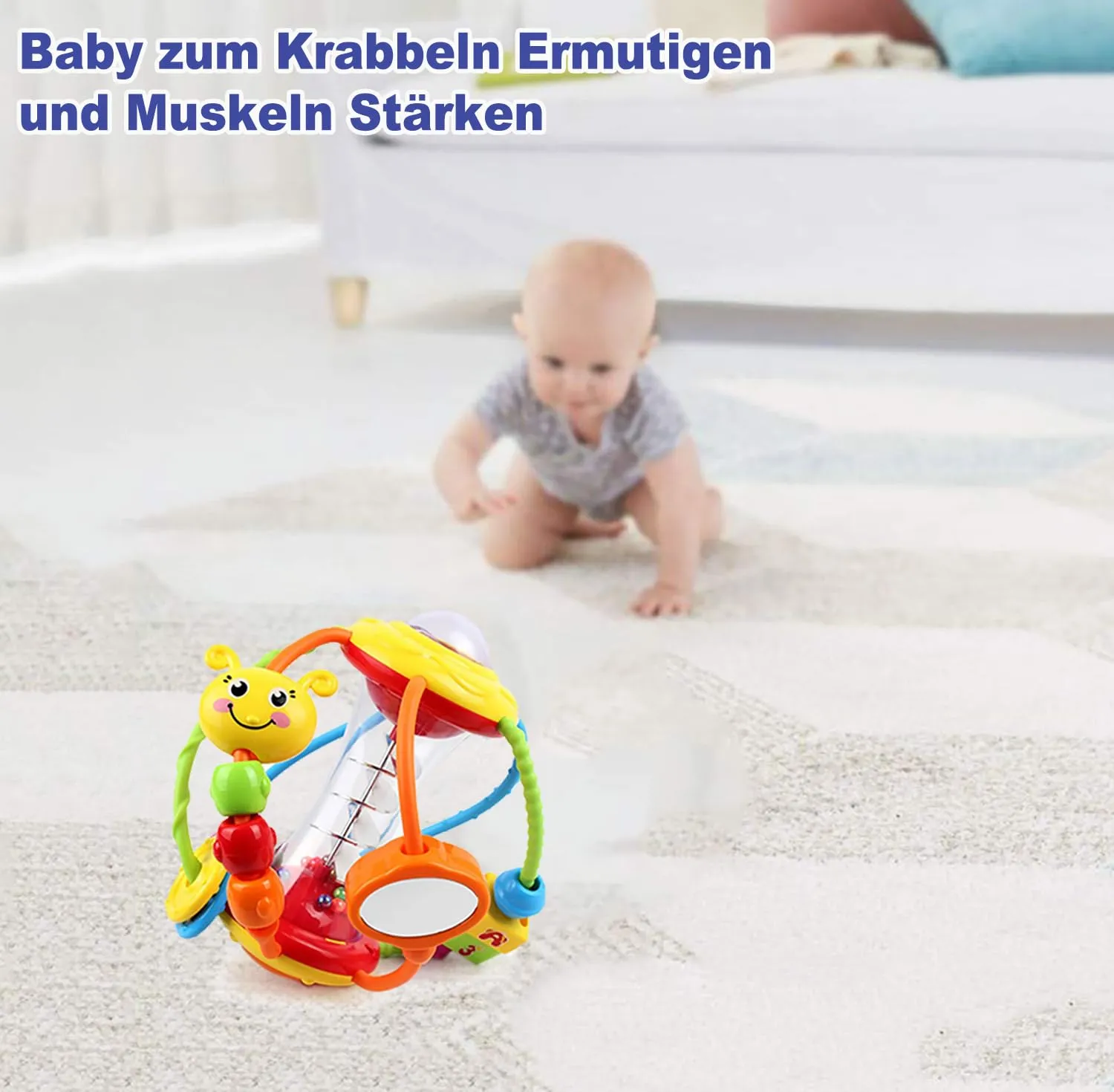 HOLA Greifball Motorikball Rassel 15,5 cm bunt