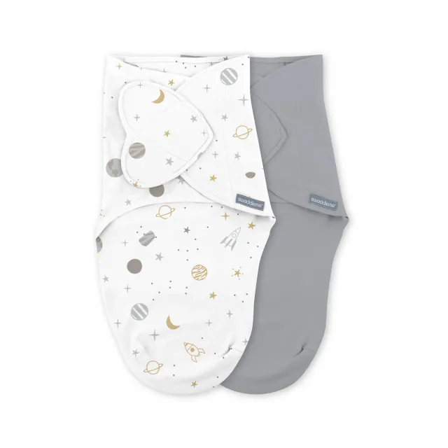 SwaddleMe Monogram Sunset Space Pucktuch 0-3 Monate 2er-Set Baumwolle