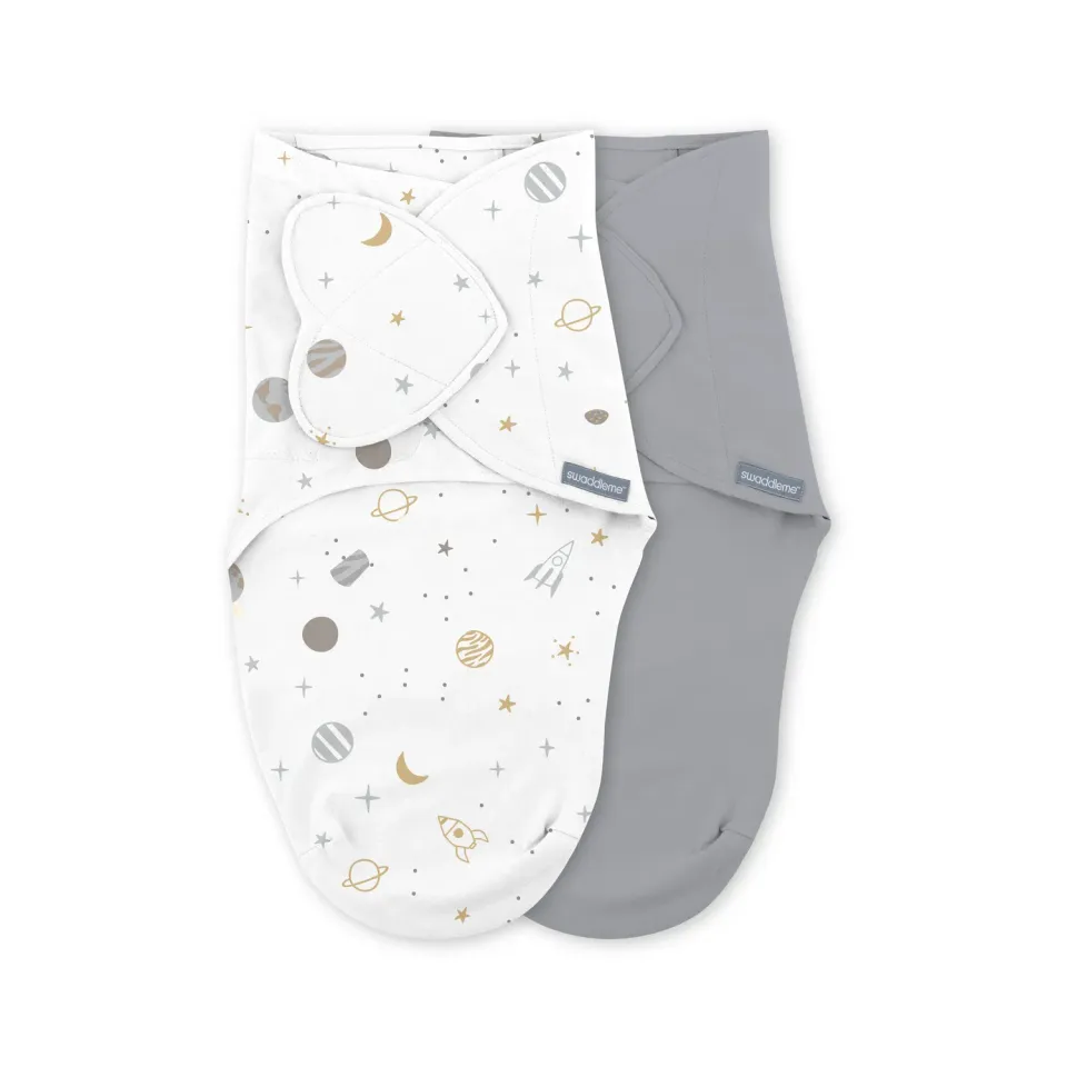 SwaddleMe Monogram Sunset Space Pucktuch 0-3 Monate 2er-Set Baumwolle