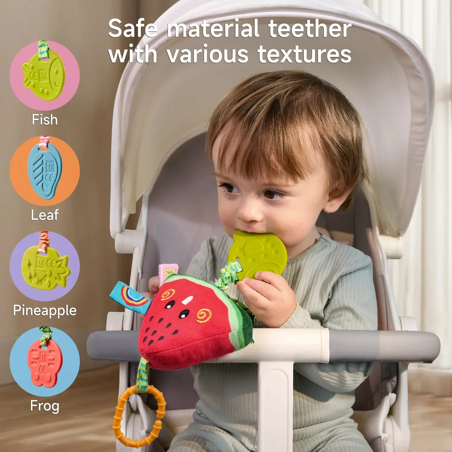 TUMAMA Frucht Rassel Anhänger 4er-Set Plüsch Baby