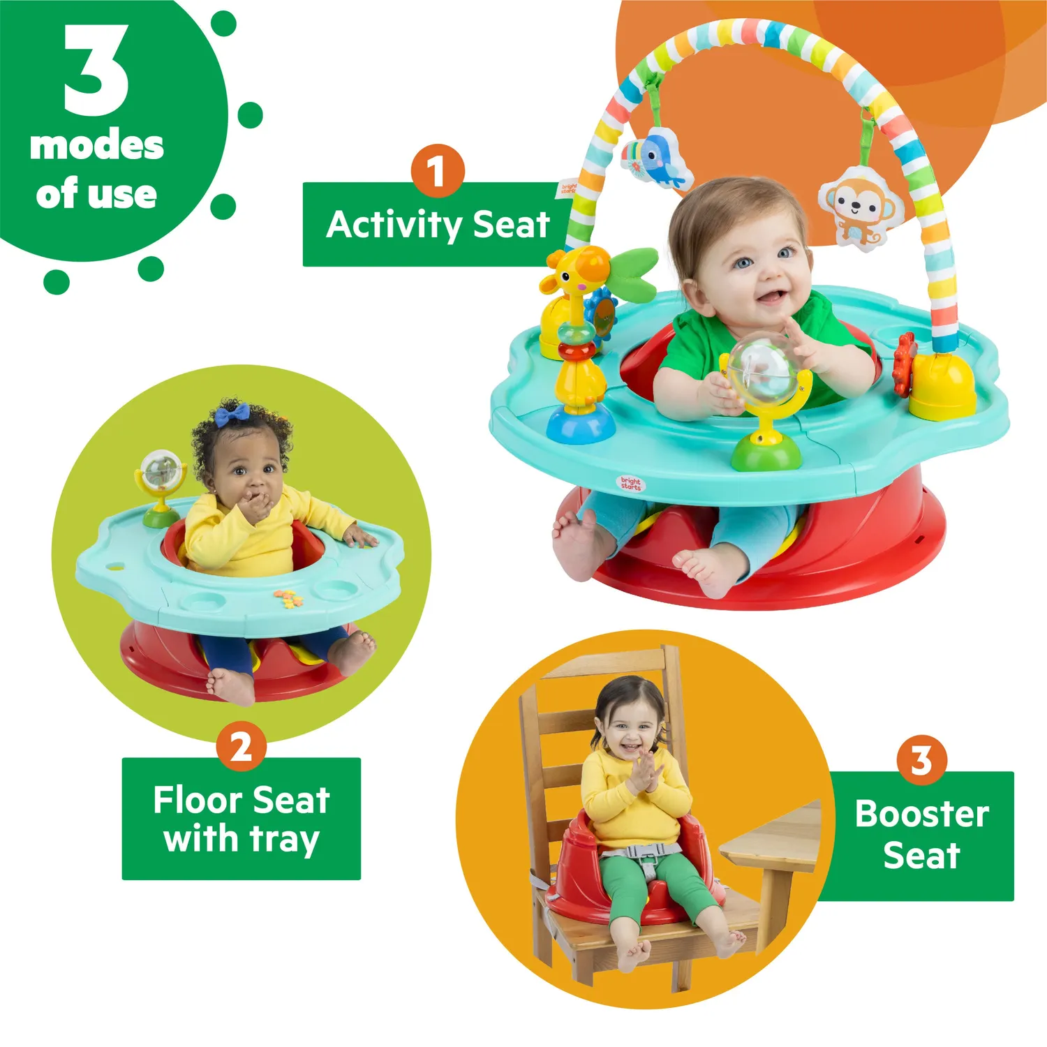 Bright Starts Playful Paradise SuperSeat 3-in-1 Babysitz mit Tablett