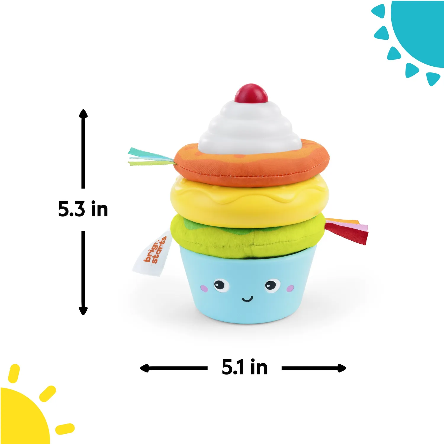 Bright Starts Treat Tower Cupcake Stapelturm mit Beissring bunt