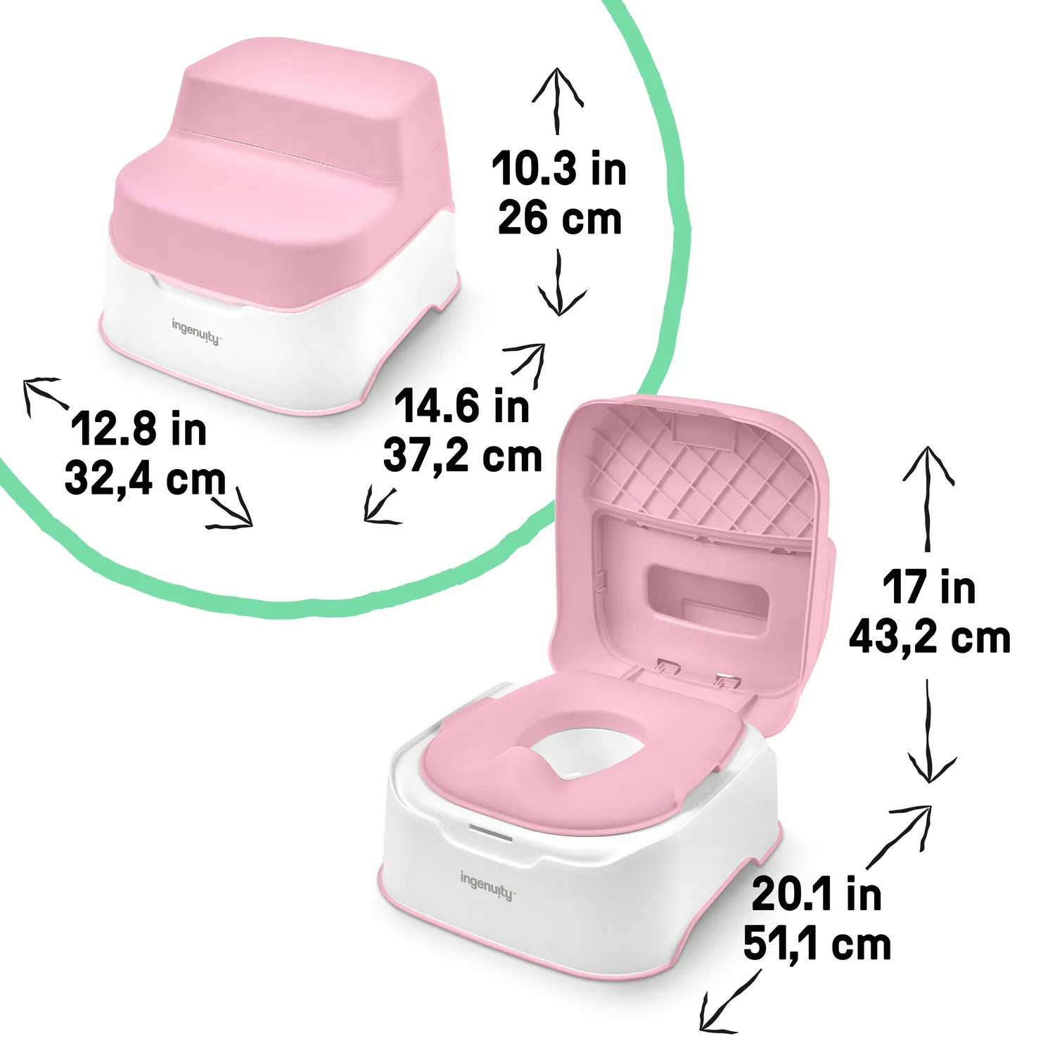 Ingenuity Prepare to Potty 3-in-1 Töpfchen Pink