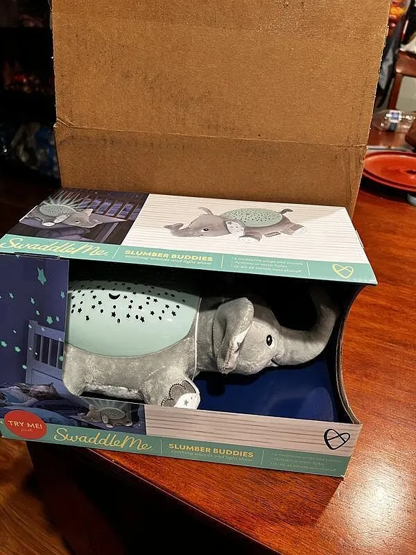 SwaddleMe Slumber Buddies Elefant Nachtlicht grau-mint