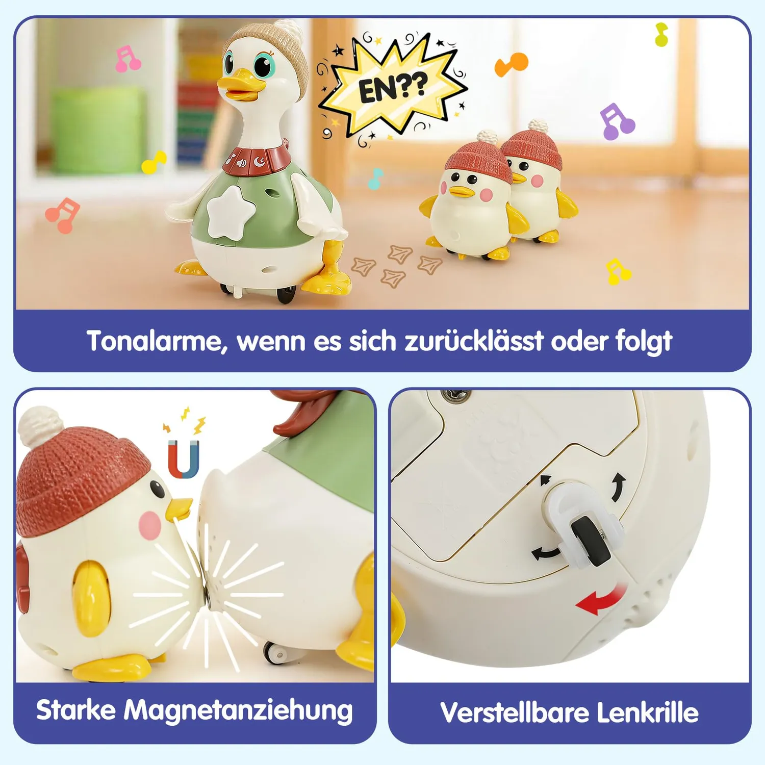 HOLA Dancing Duck Krabbelspielzeug mit Licht und Musik