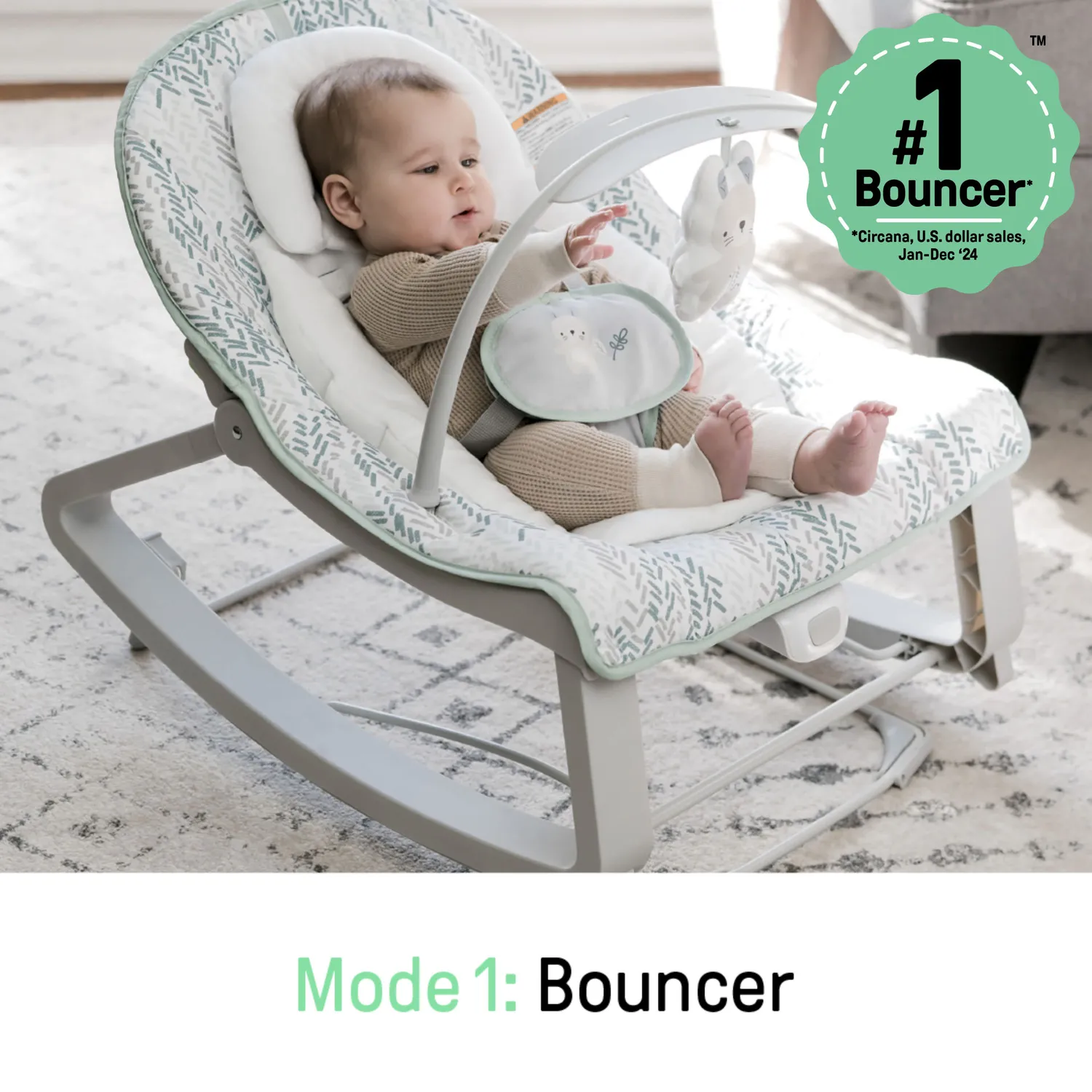 Ingenuity Keep Cozy 3-in-1 Babywippe Spruce mit Vibration