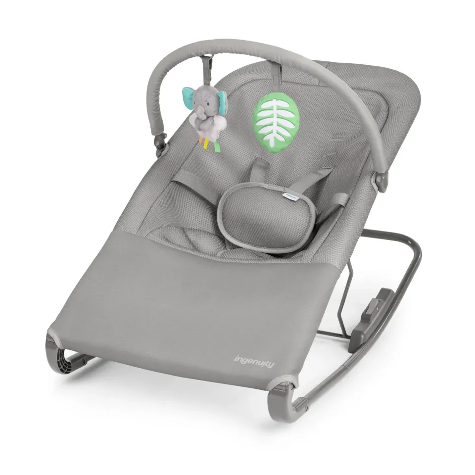 Ingenuity Nestle Vibrating Rocker Babywippe Grau mit Spielbügel