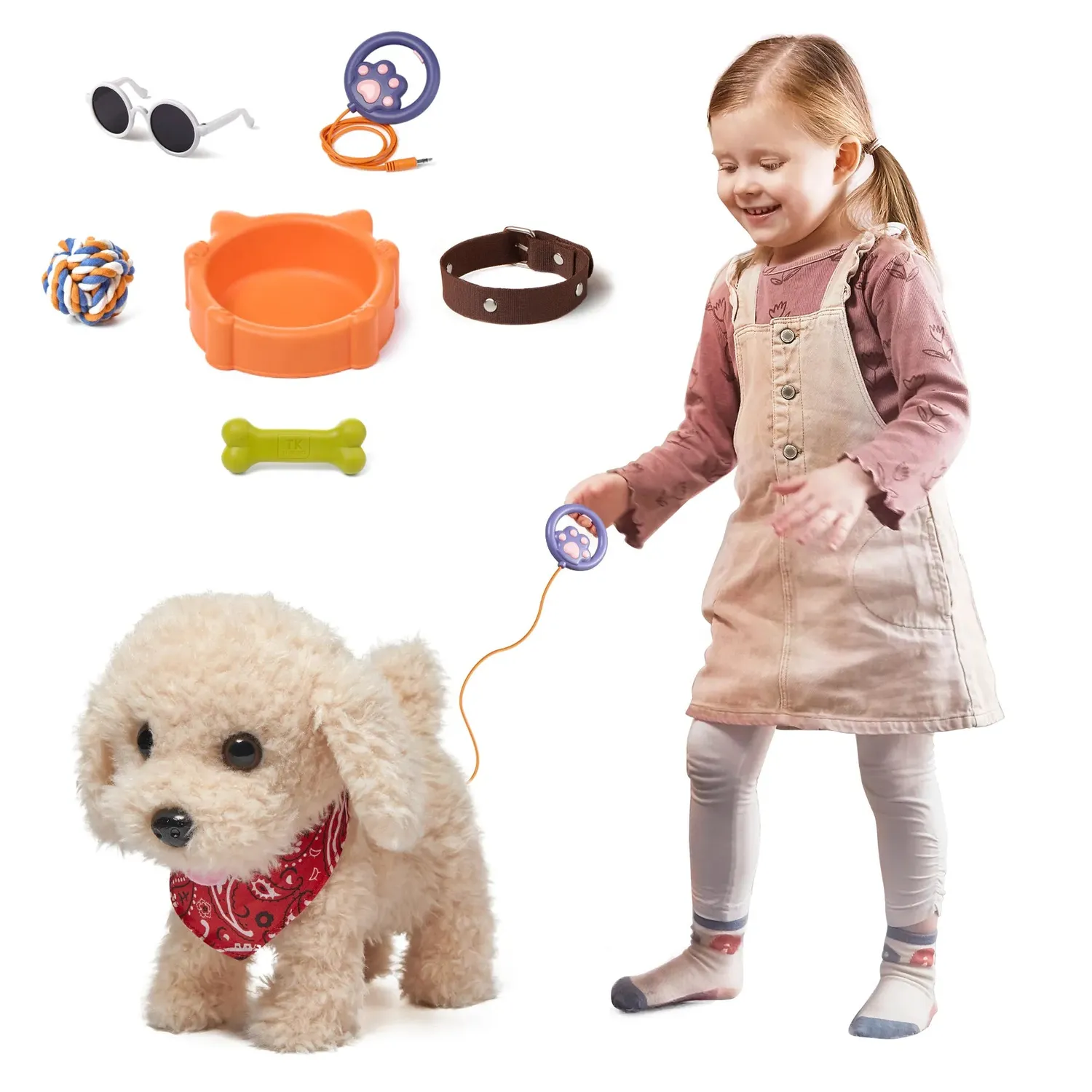TUMAMA TM380 Plüschhund läuft bellt mit Leine