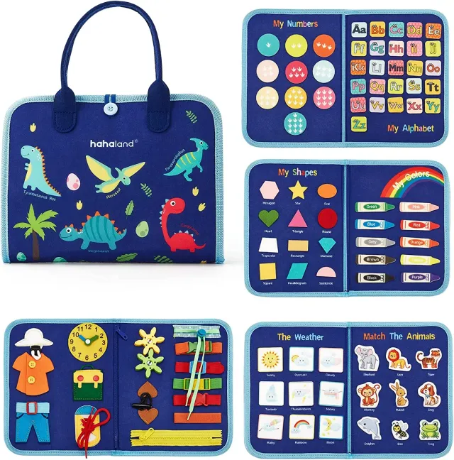 hahaland Dinosaur Busy Board Montessori Spielzeug 28x23 cm