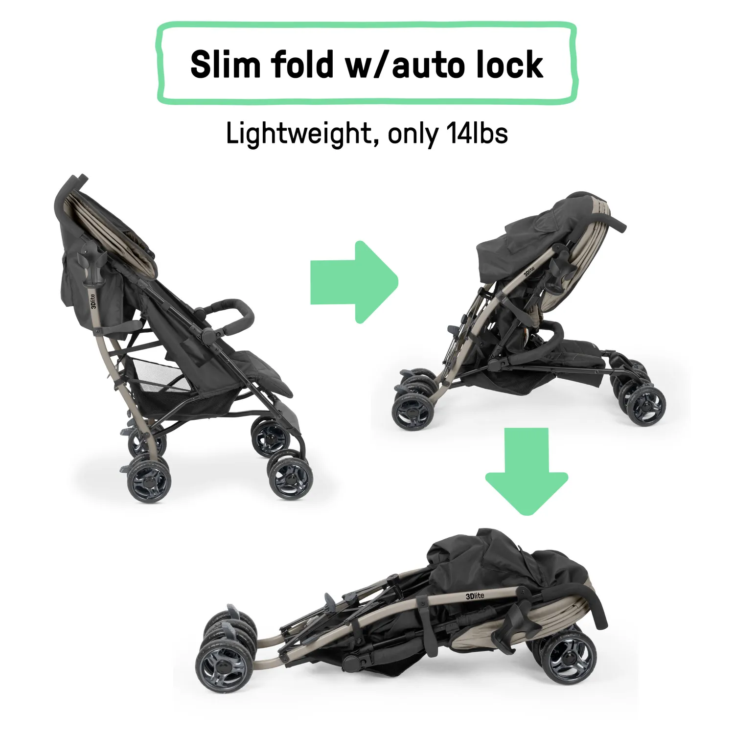 Ingenuity 3Dlite Jewel Buggy Khaki leicht mit Liegeposition