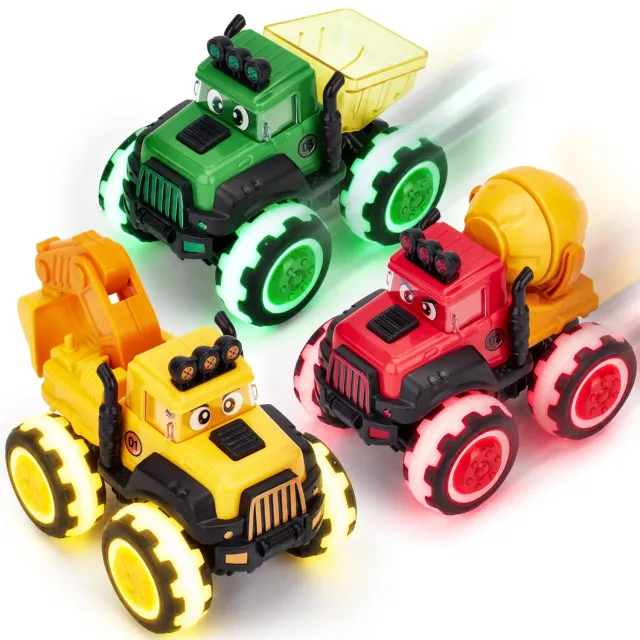 hahaland Turbo Glow Baufahrzeuge 3er-Set mit Licht und Sound