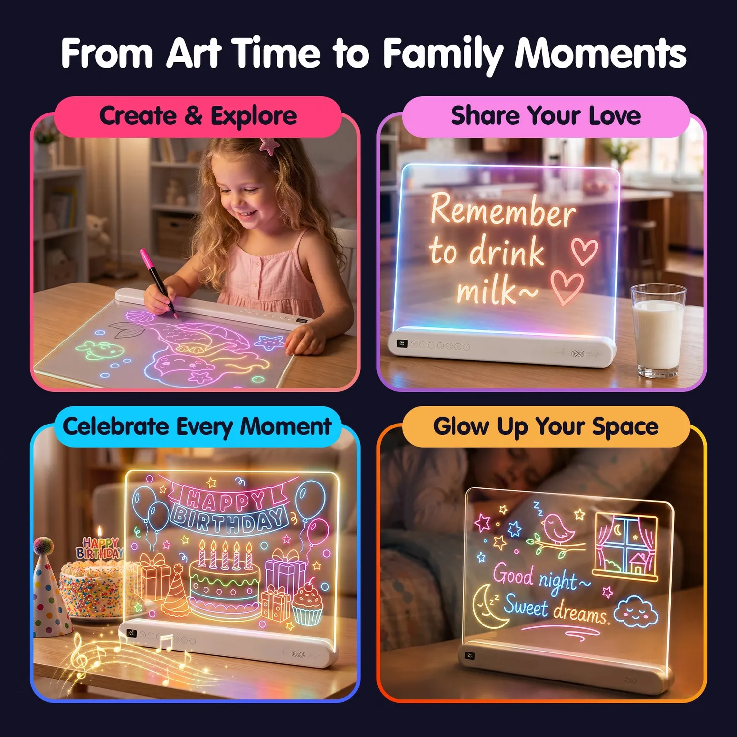 hahaland LED Maltablett Zeichentafel mit Musik aufladbar