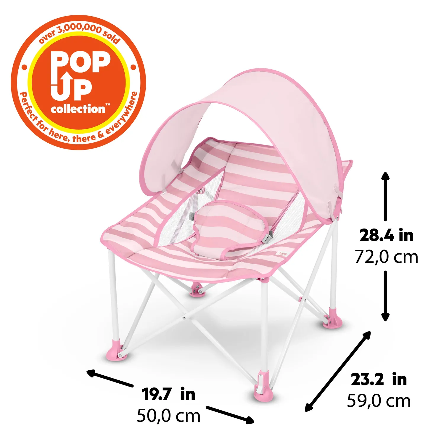 Bright Starts Pop N Chill Reisesitz Pink Stripe waschbar