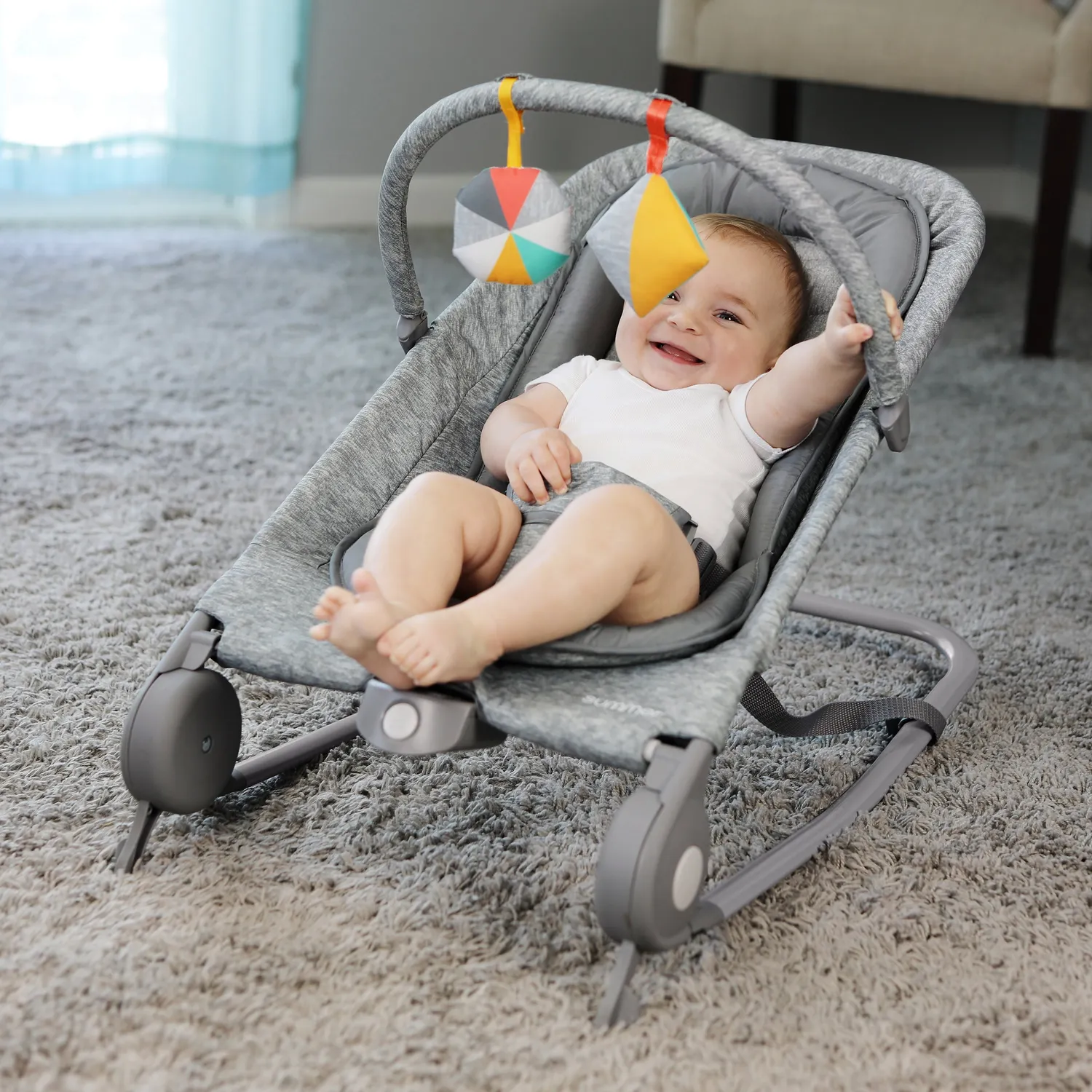 Summer 2-in-1 Bouncer Rocker Duo Babywippe Hellgrau Tweed