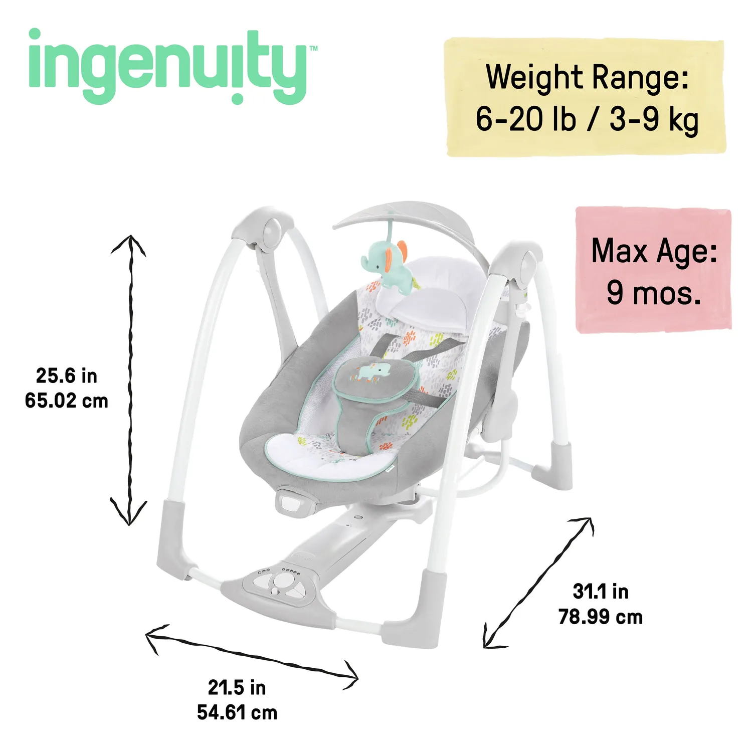 Ingenuity ConvertMe Wimberly Babyschaukel 2-in-1 tragbar