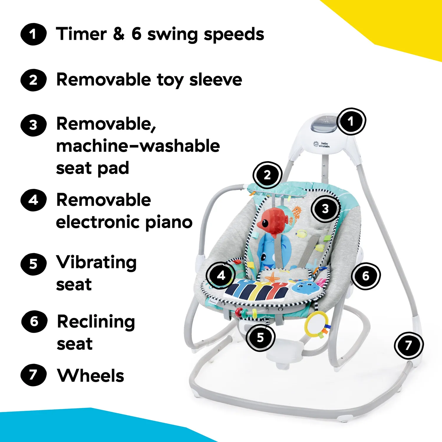 Baby Einstein Ocean Explorers Kick to It Babyschaukel 4-in-1 mit Klavier