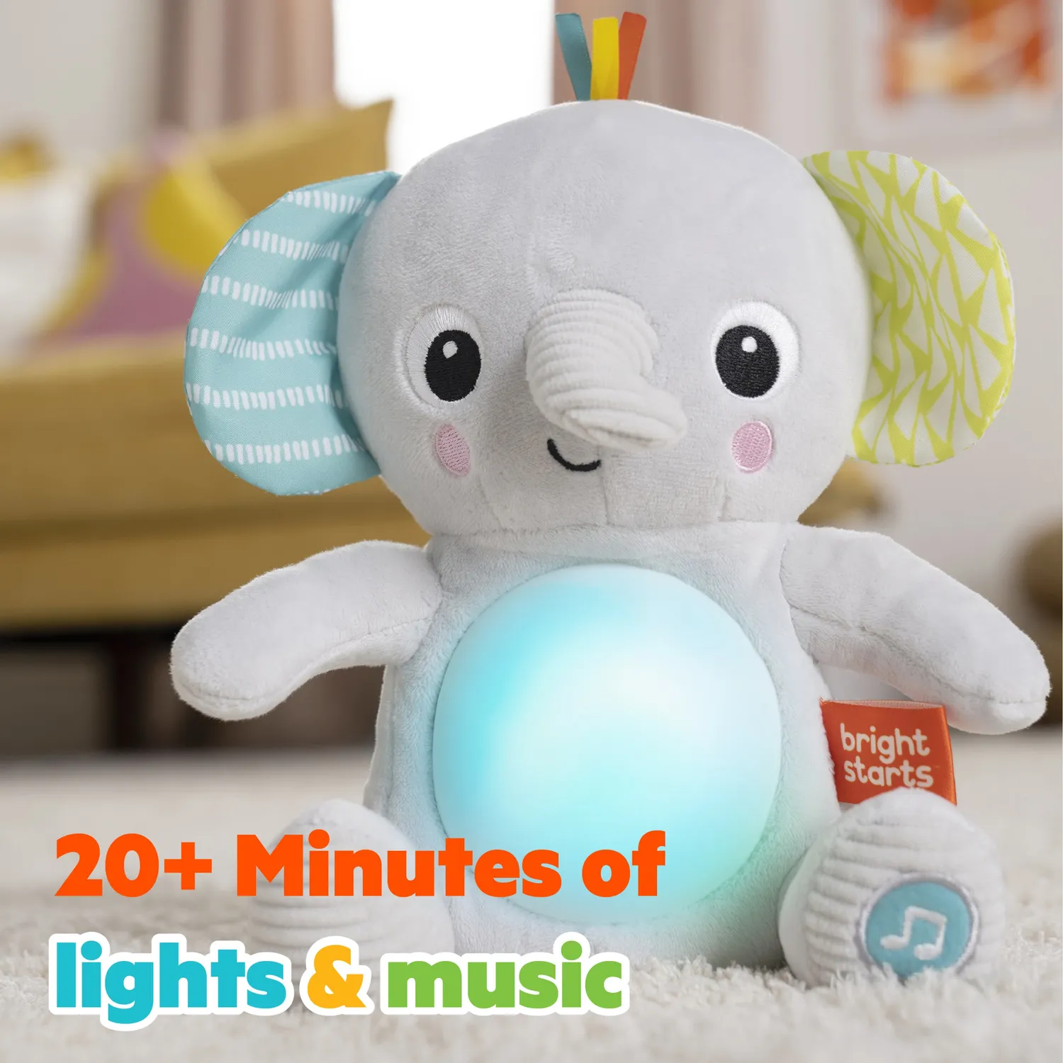 Bright Starts Hug-a-bye Baby Elefant Kuscheltier mit Licht & Musik