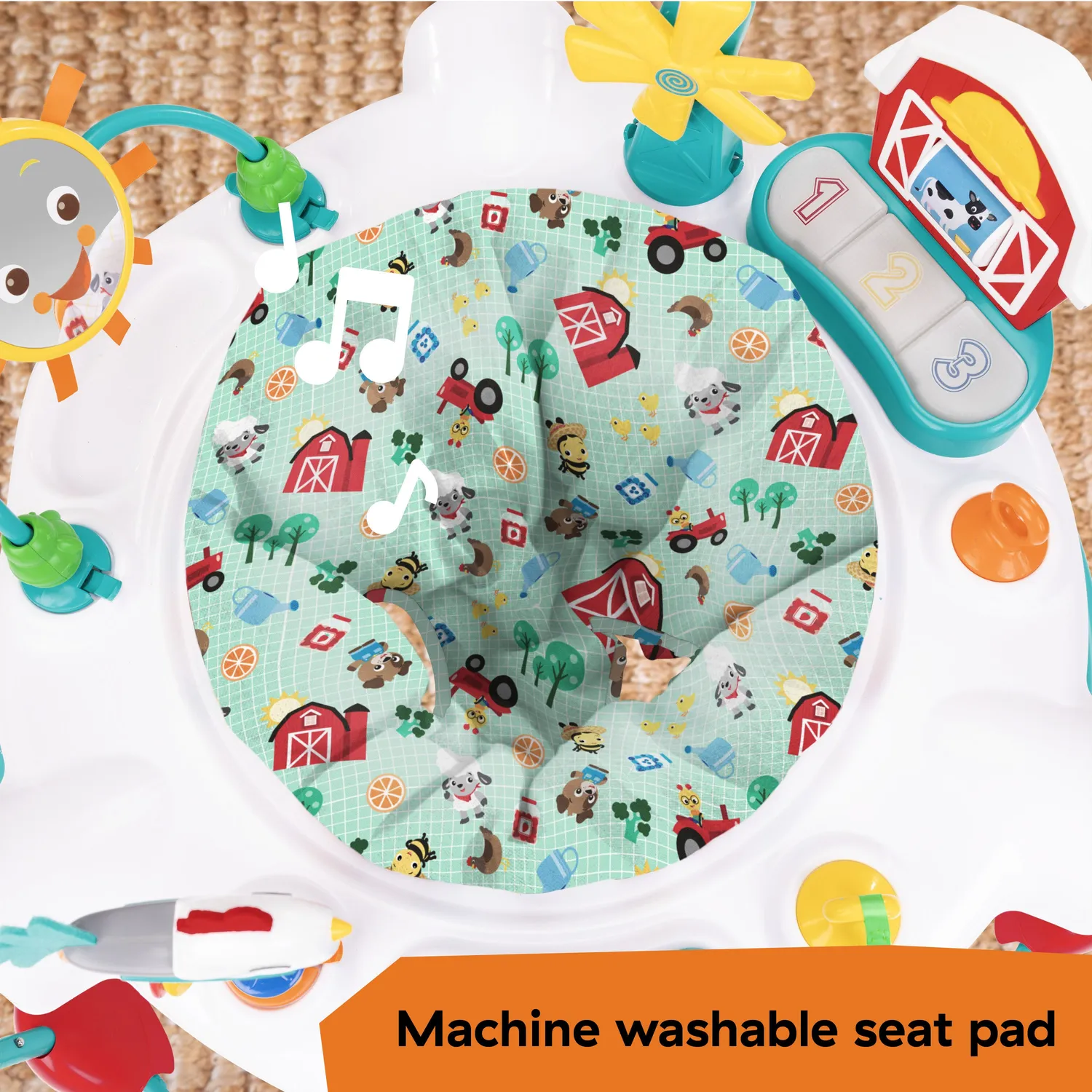 Baby Einstein Farm Explorers Barnyard Jumper 2-in-1 mit Klavier