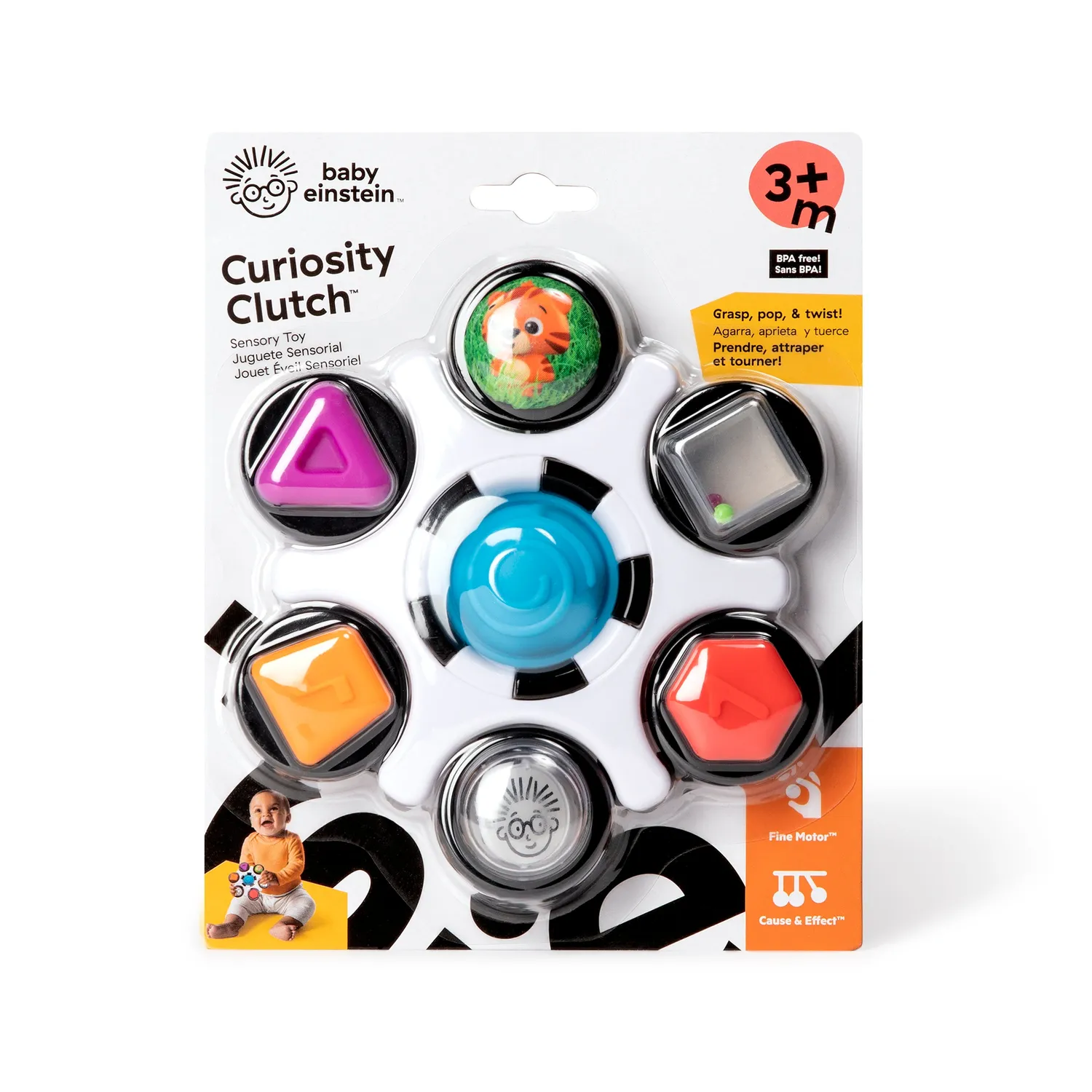 Baby Einstein Curiosity Clutch Twist Pop Rassel Greifspielzeug