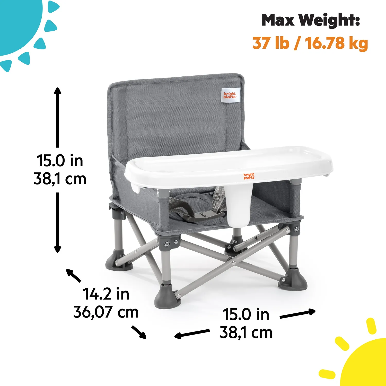 Bright Starts Pop 'N Sit Boostersitz Grau 3-in-1 faltbar
