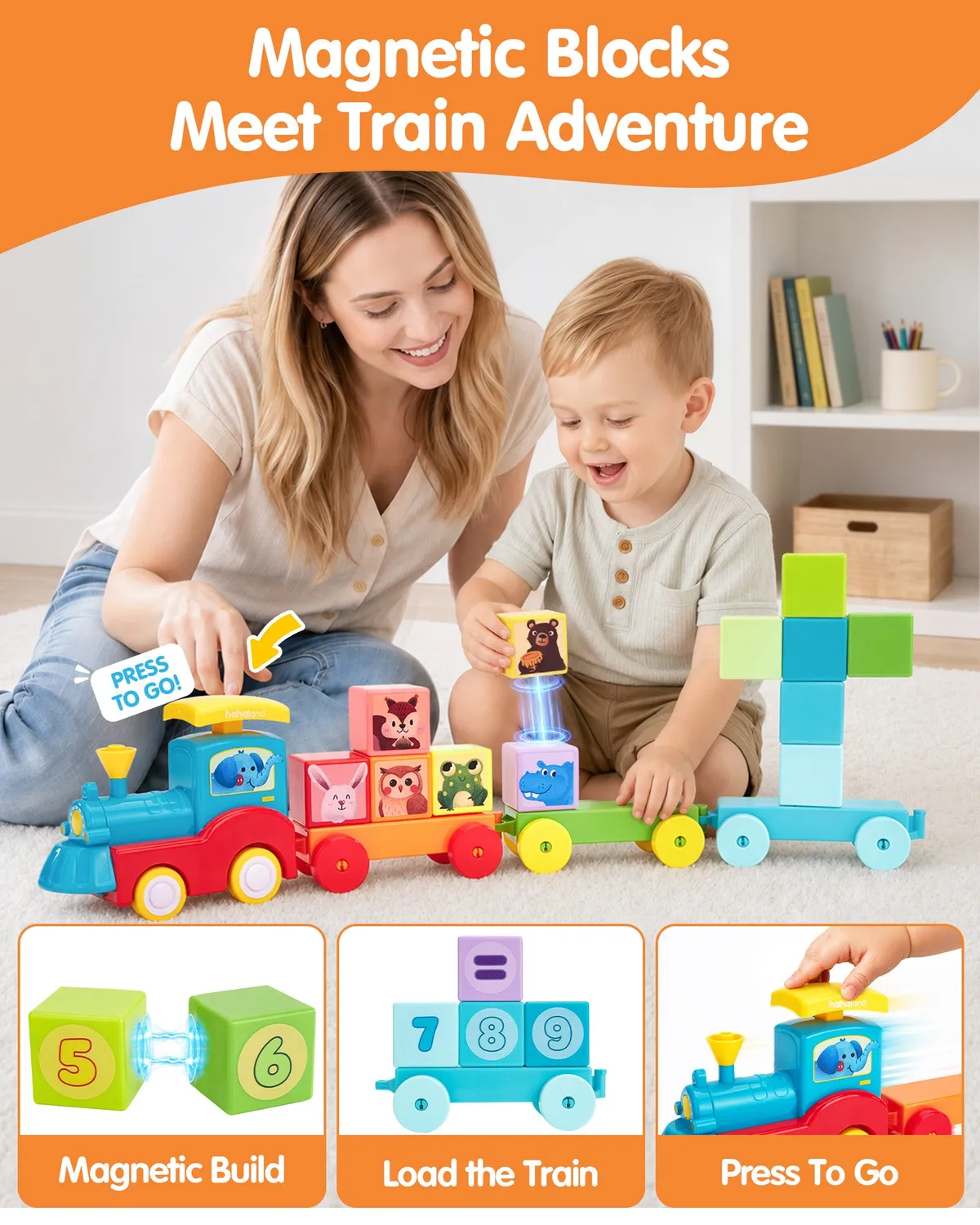 hahaland Train Magnetbausteine Set groß mit Zug