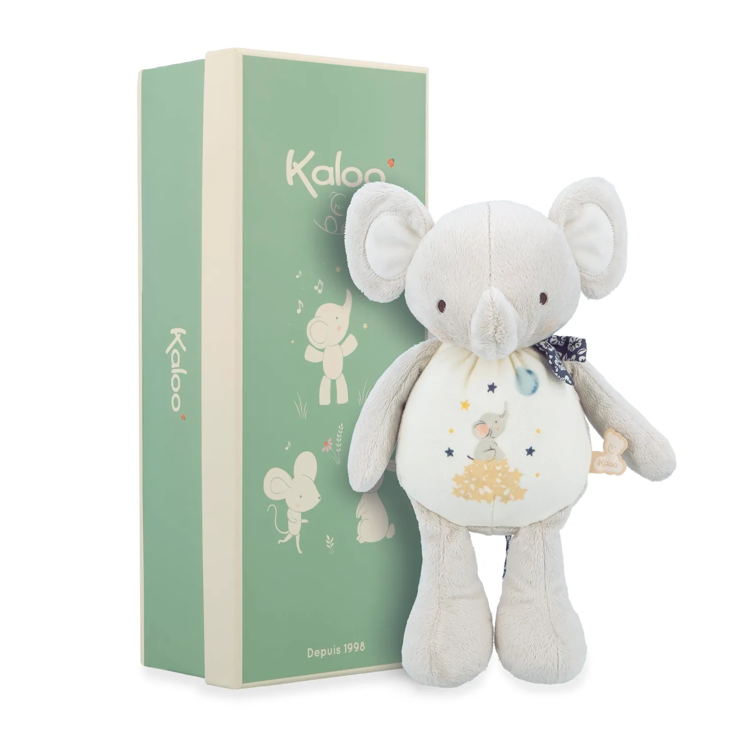 Kaloo Petites Chansons Maus Kuscheltier mit Sound 28 cm mit Glöckchen