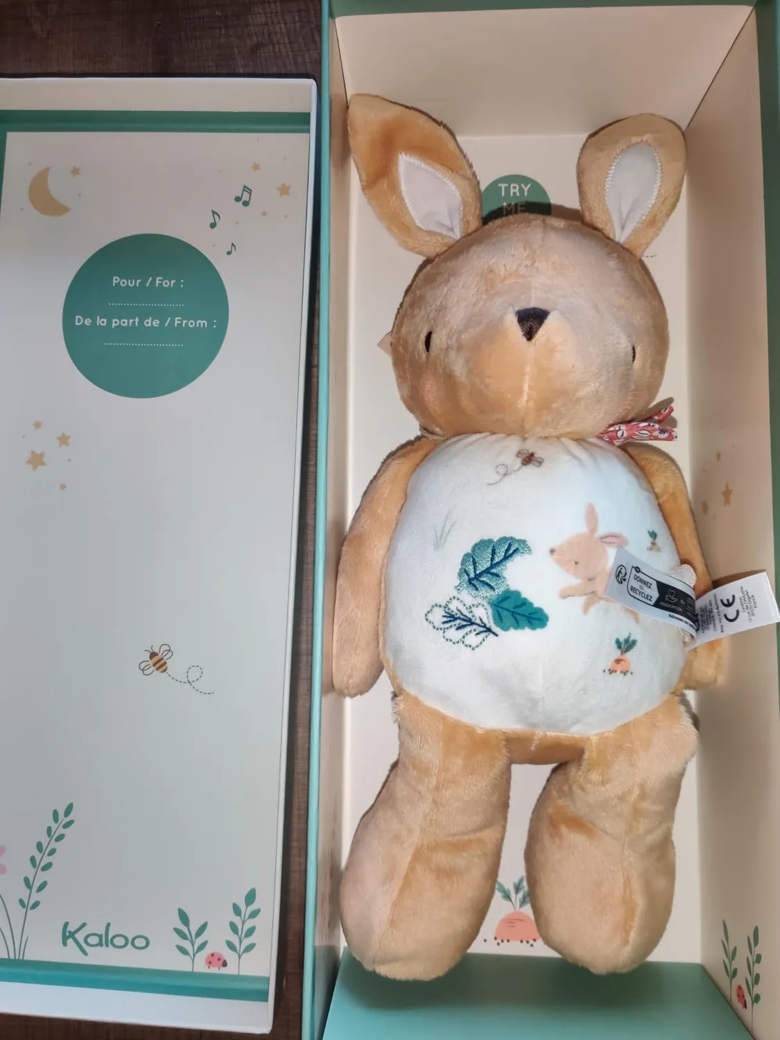 Kaloo Petites Chansons Maus Kuscheltier mit Sound 28 cm mit Glöckchen