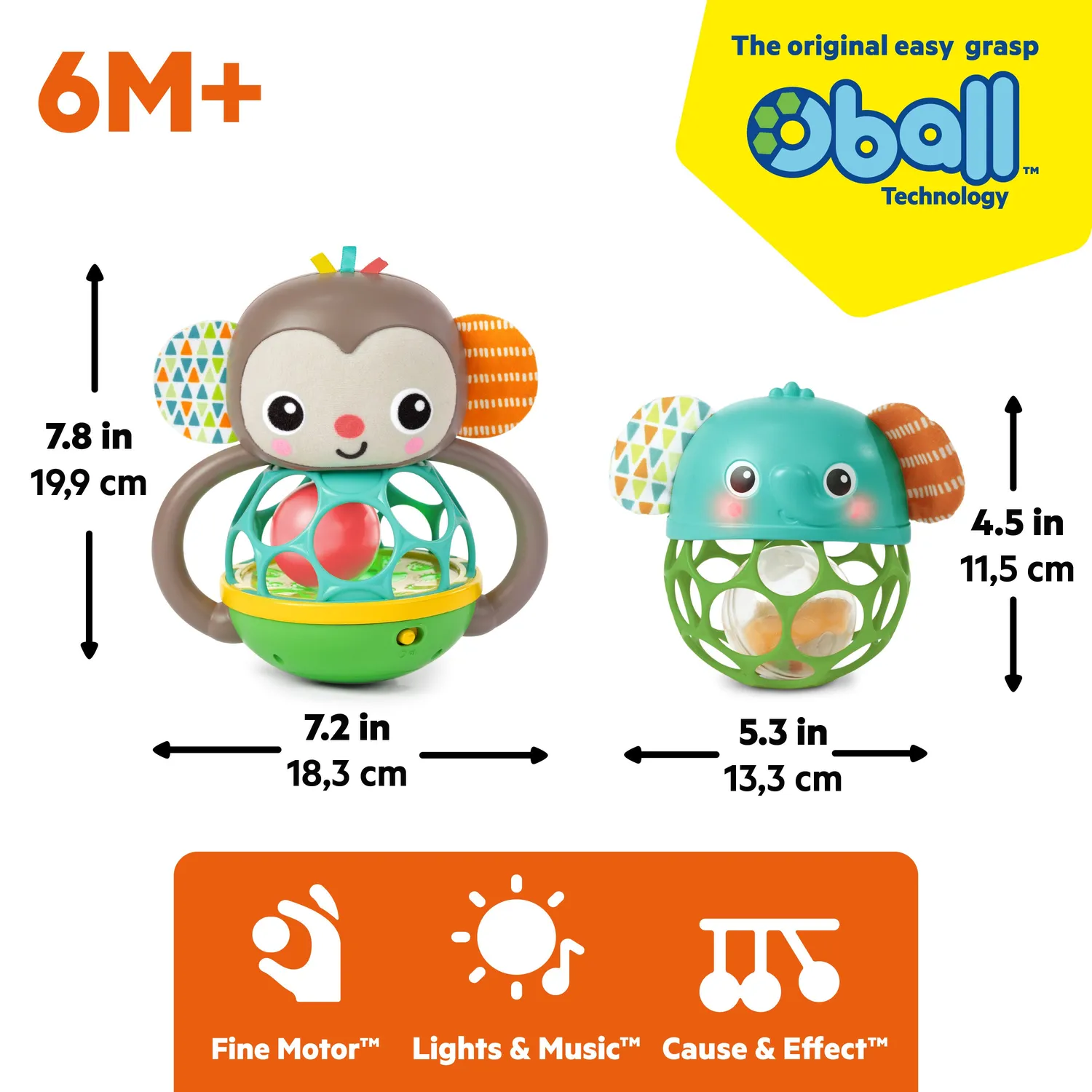 Bright Starts Giggle & Rattle Spielzeugset Affe+Elefant