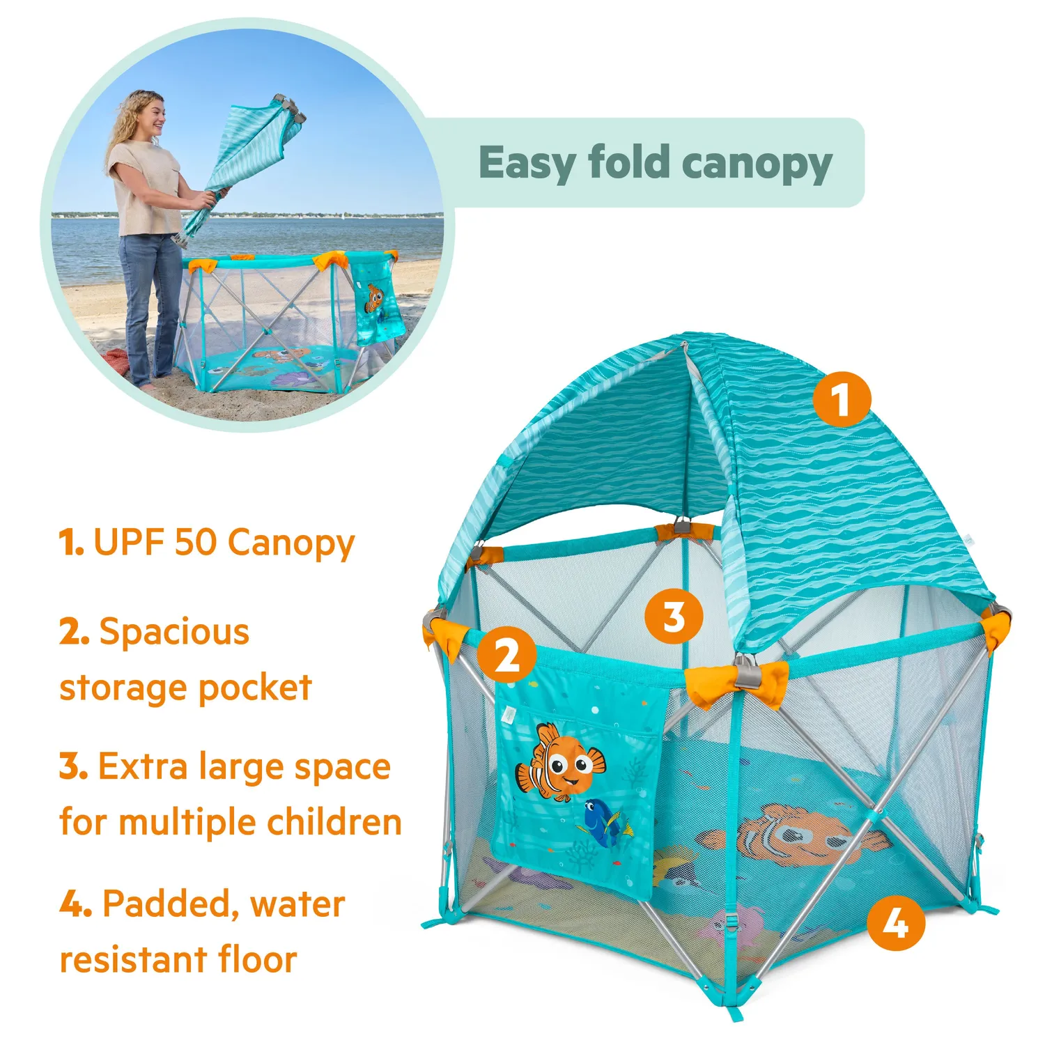 Disney Baby Nemo Pop N Play Laufstall tragbar mit Dach 6-24 Monate