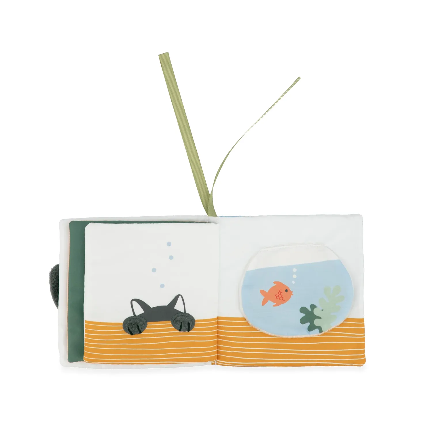 Kaloo Chamallow Stoffbuch Katze bunt mit Minikuscheltier