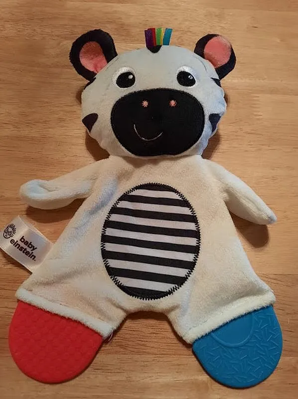 Baby Einstein Zen the Zebra Plüsch-Beißring schwarz-weiß
