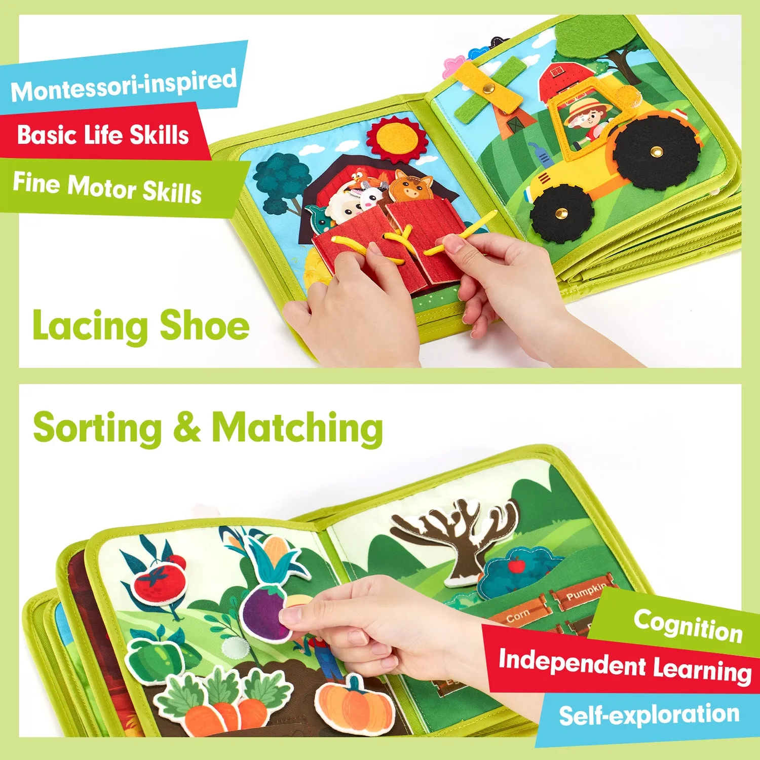 hahaland Farm Busy Book Quietbuch 1-3 Jahre 20-in-1
