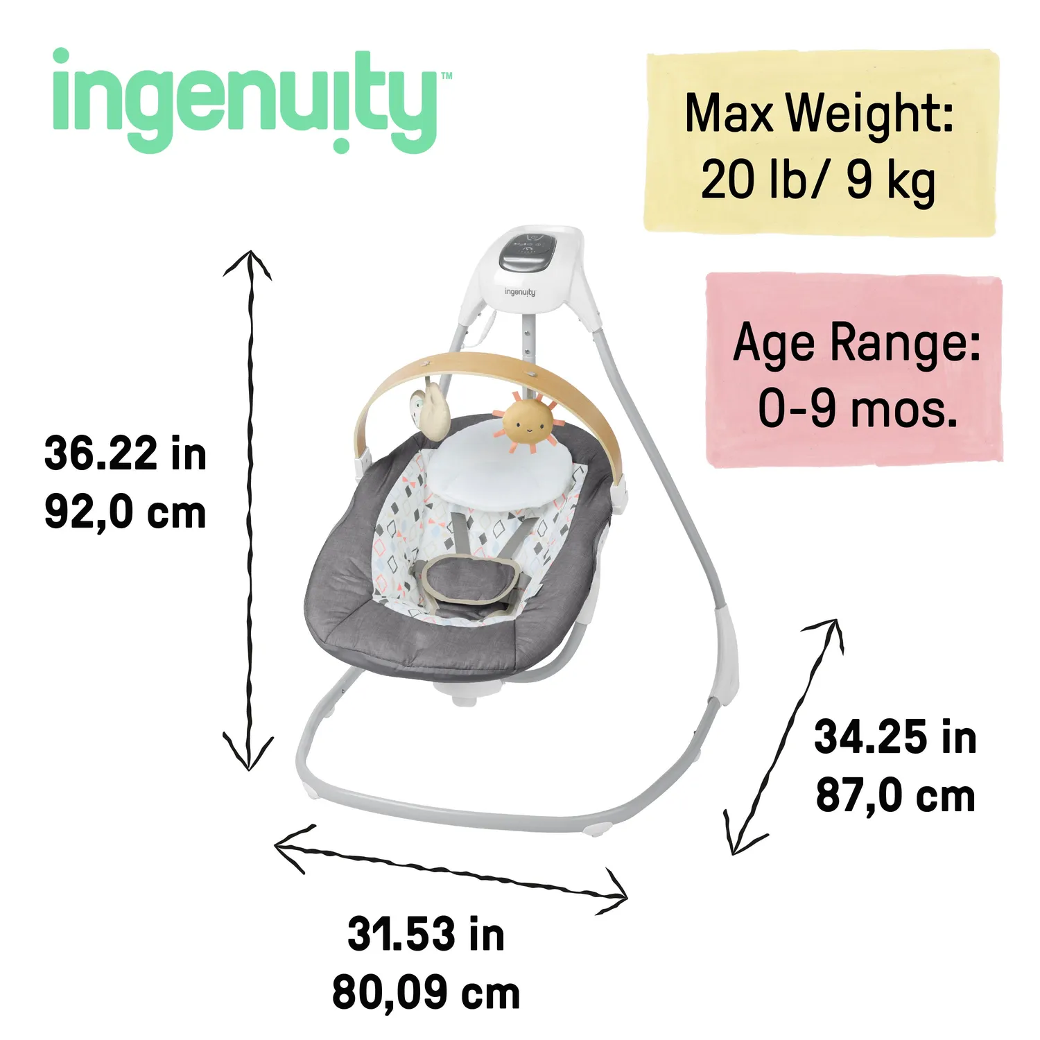 Ingenuity SimpleComfort Parker Babyschaukel mit Holz