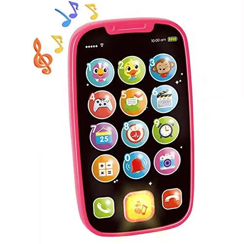 HOLA Lernhandy rosa Lerntelefon mit Licht Musik