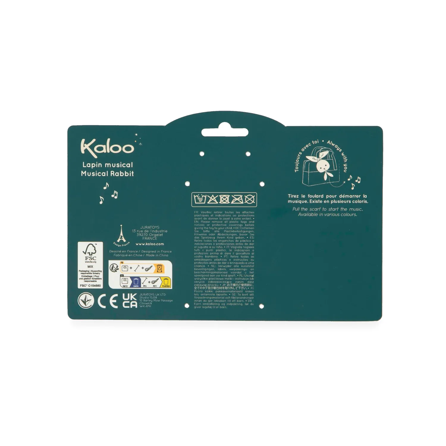 Kaloo Lapinoo Musikhase Terracotta mit Zugband-Melodie