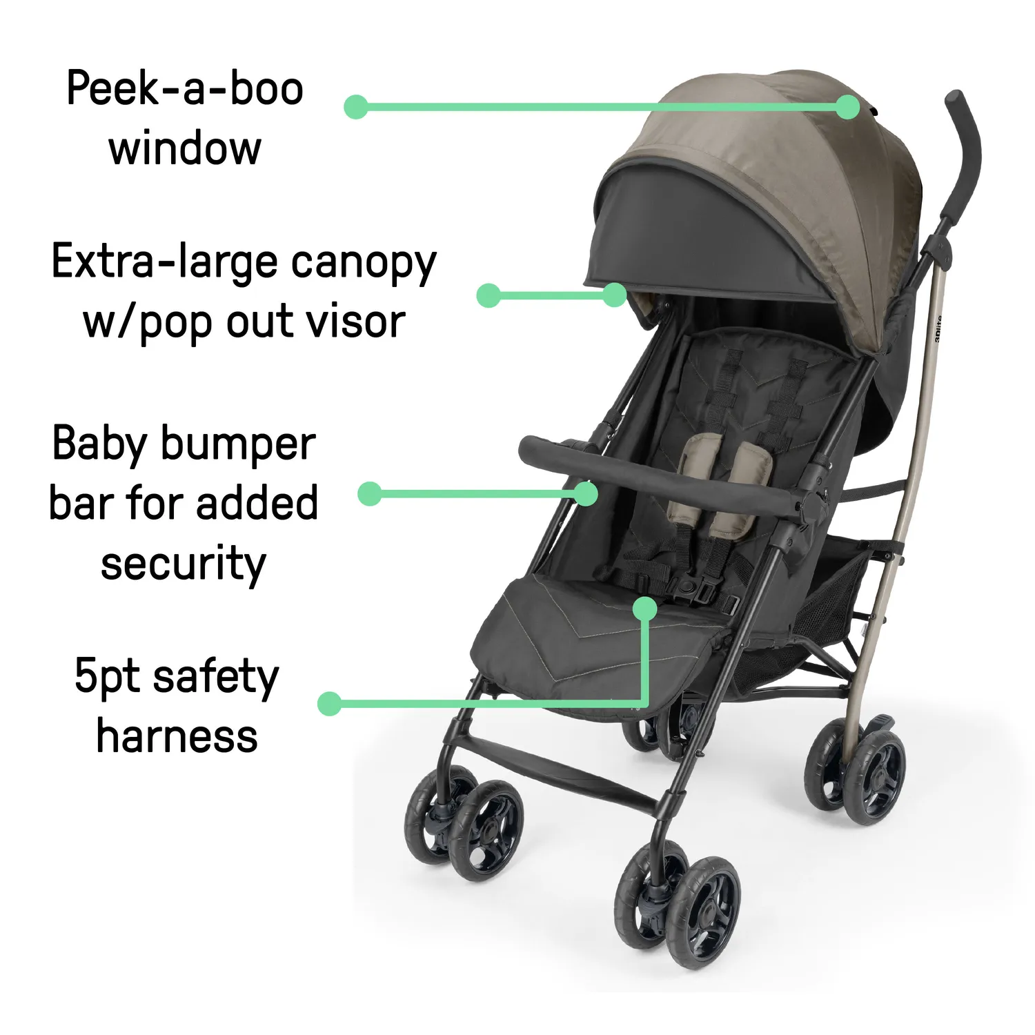 Ingenuity 3Dlite Jewel Buggy Khaki leicht mit Liegeposition