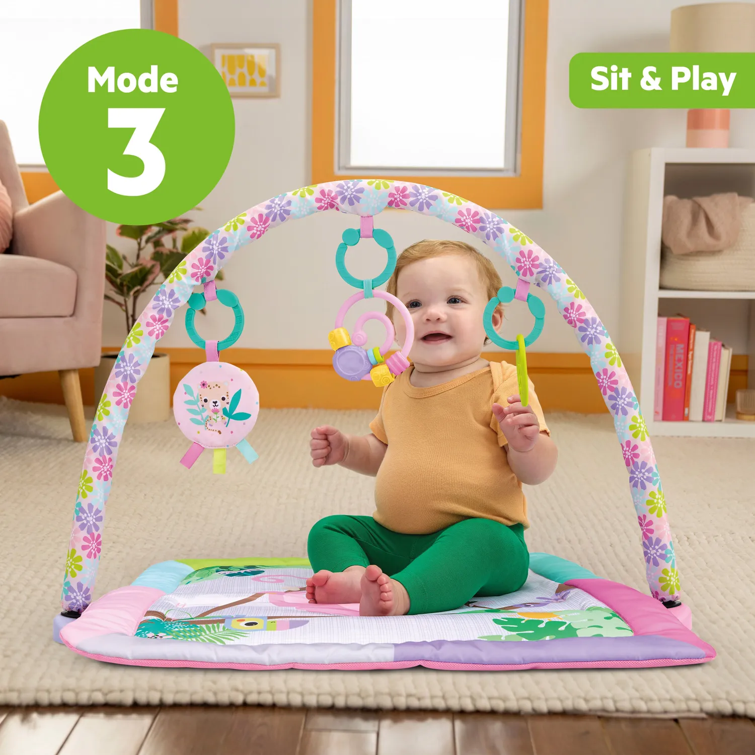 Bright Starts Treetop Bloom Spieldecke mit Spielbogen Rosa