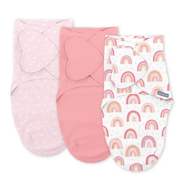 SwaddleMe Monogram Pucktuch 0-3 Monate 3er Rainbow Baumwolle