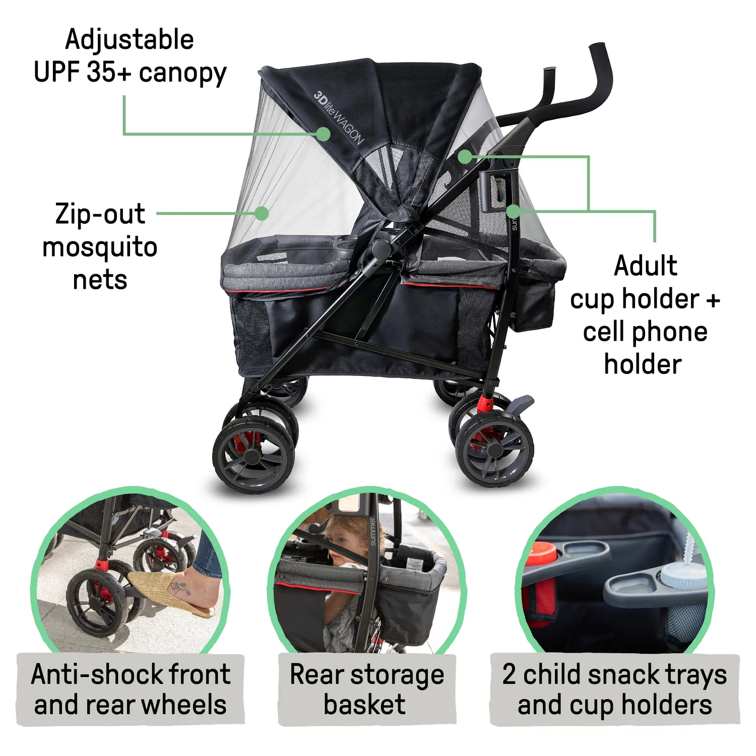 Summer by Ingenuity 3Dlite Wagon Bollerwagen rot-schwarz