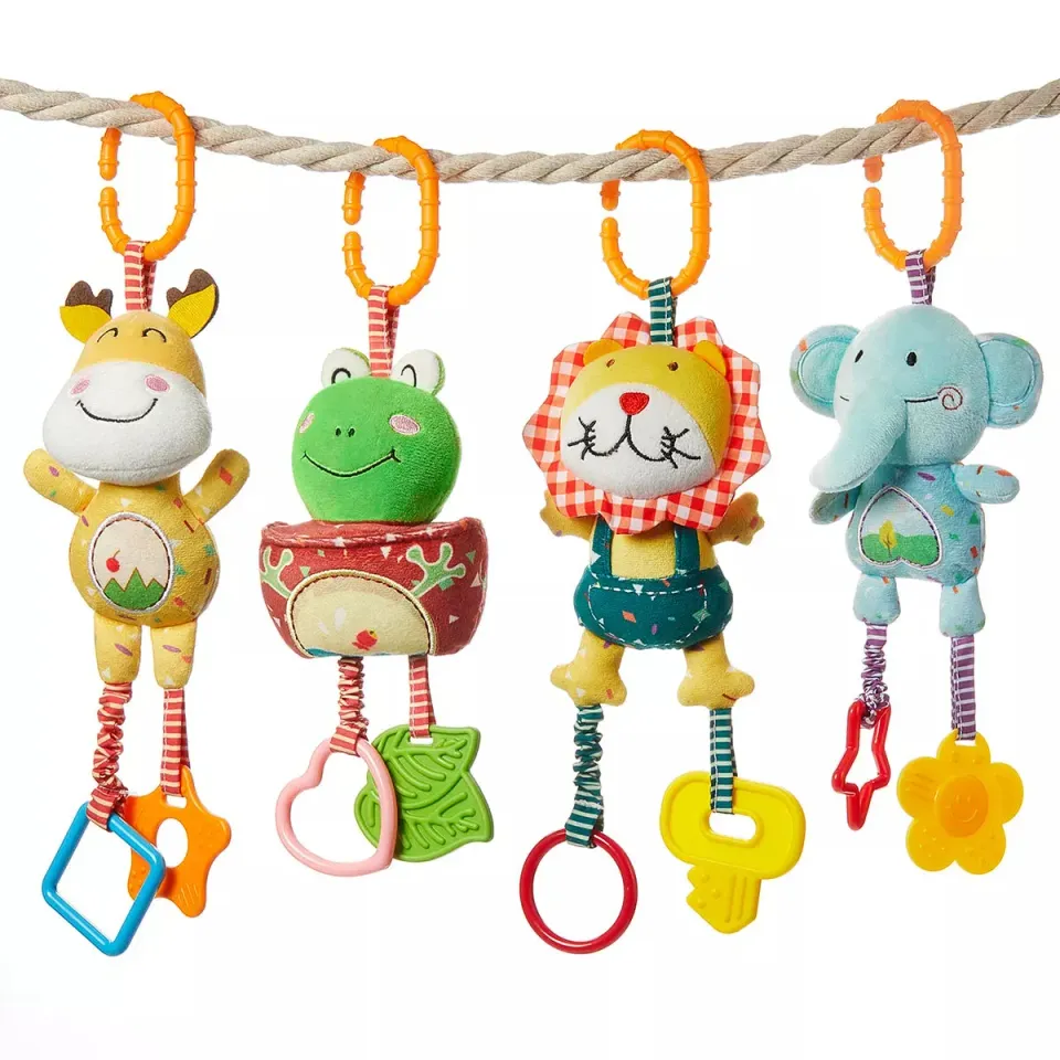 TUMAMA Hängespielzeug Set 4 Rasseln Tiere Plüsch