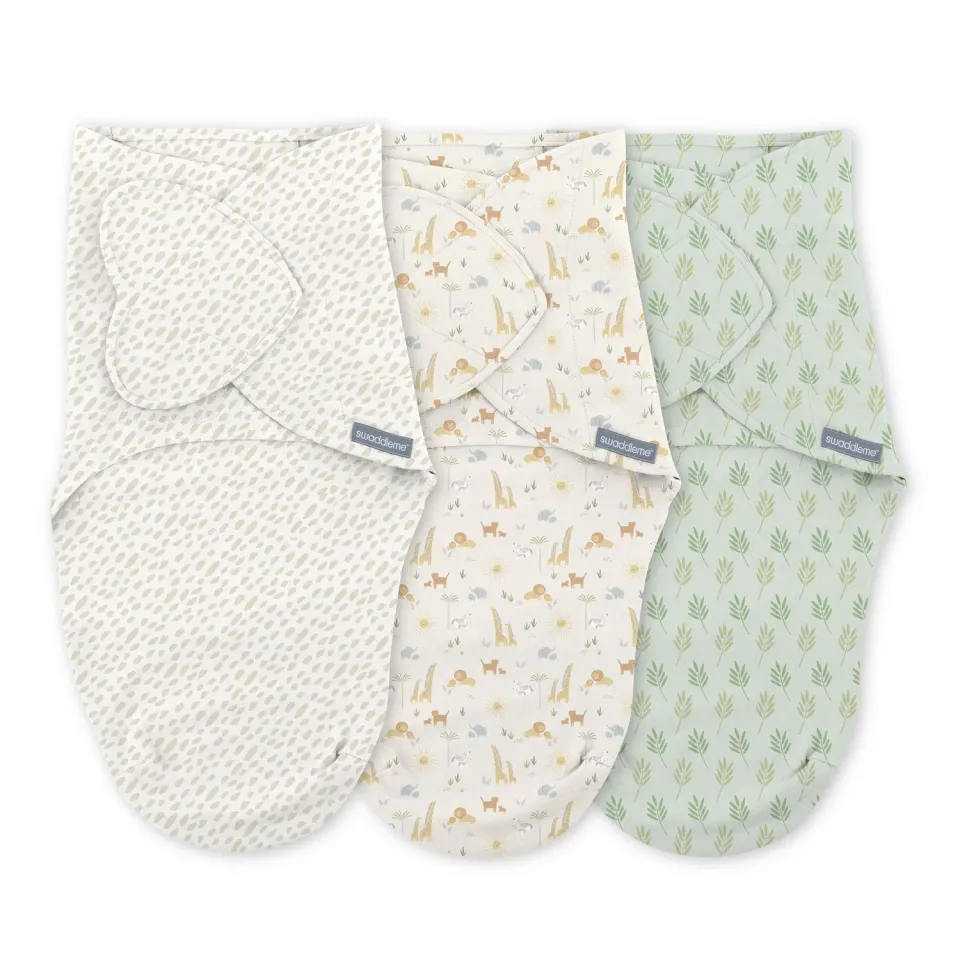 SwaddleMe Monogram Safari Pucktuch 3er-Pack Baumwolle