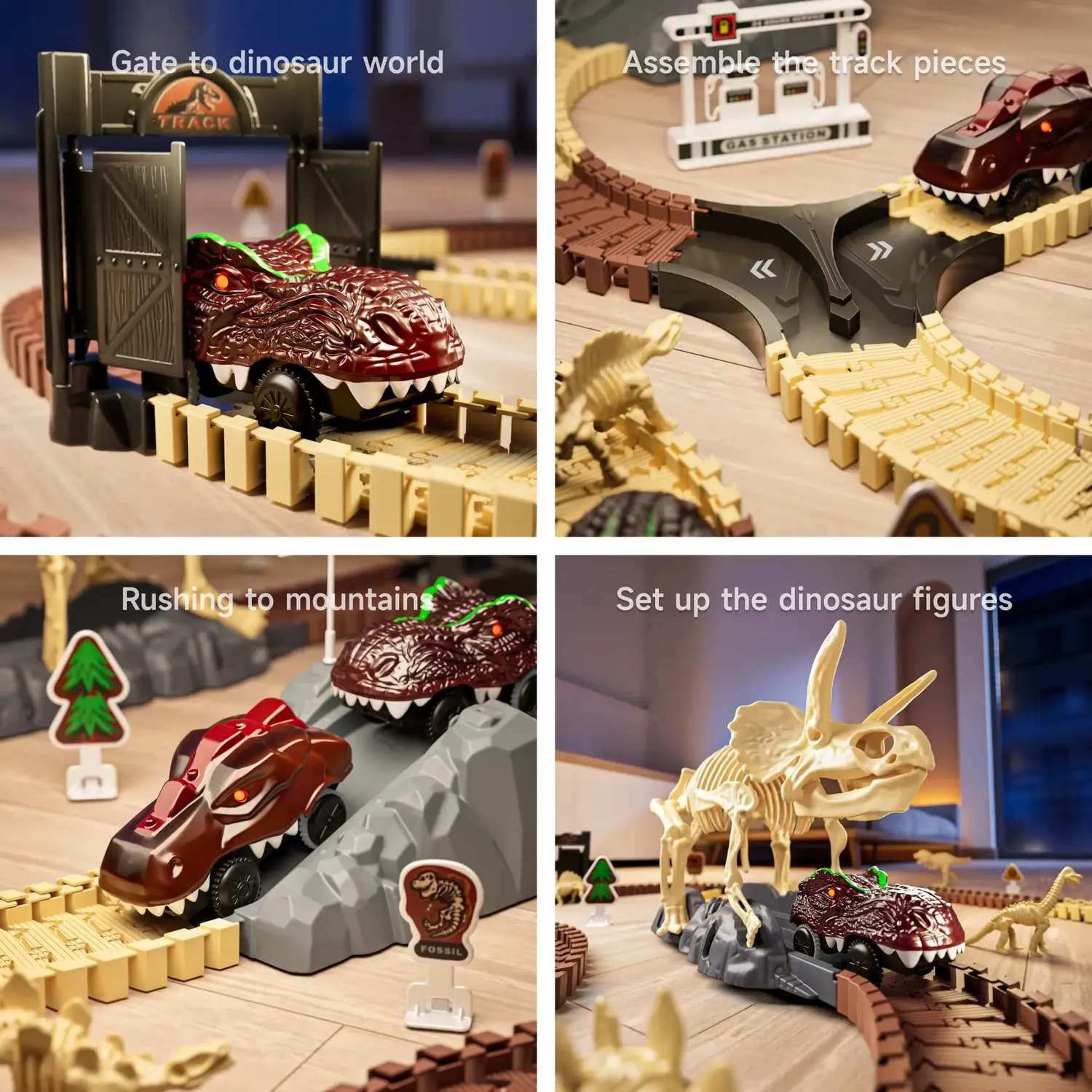 TUMAMA Dino Autorennbahn mit Auto batteriebetrieben