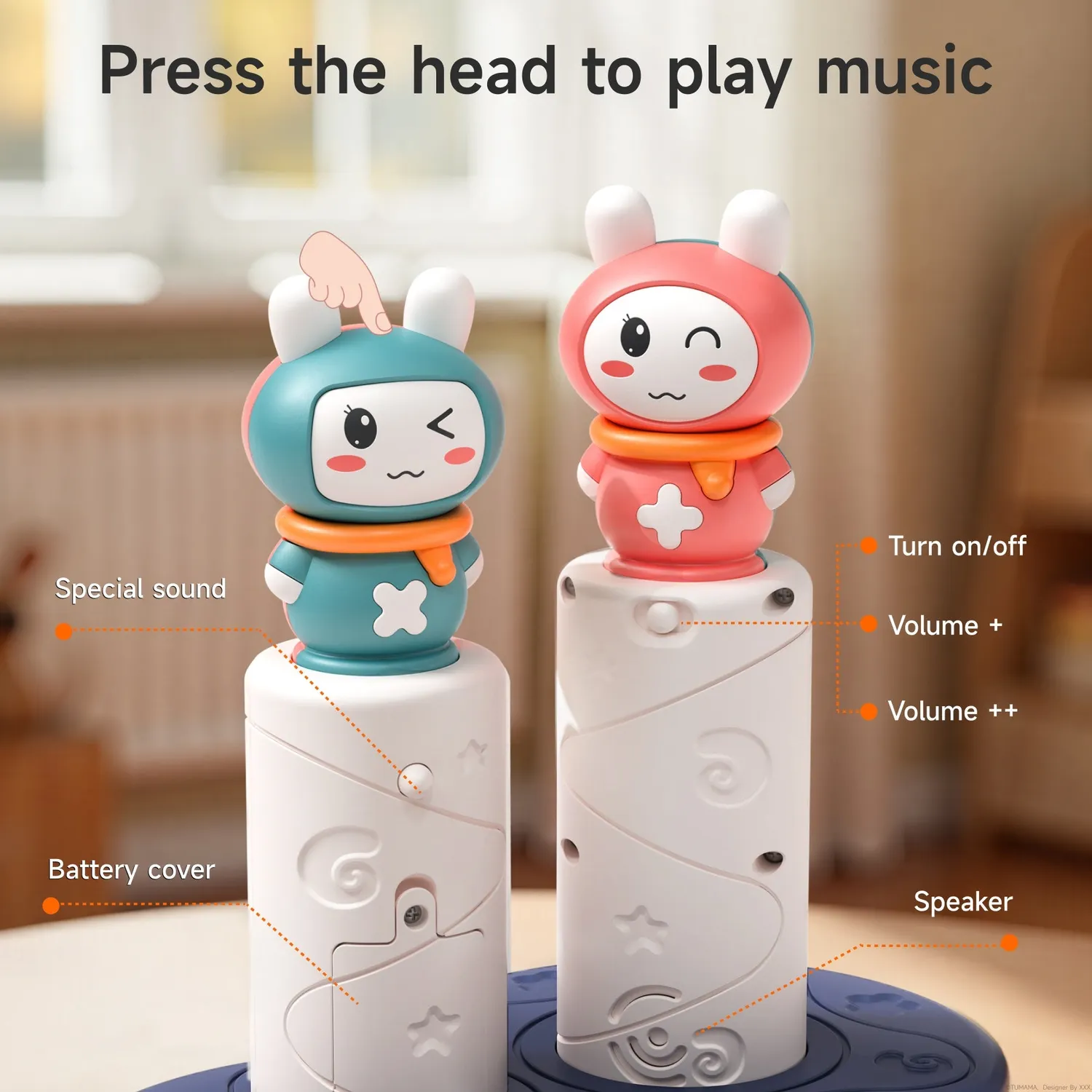 TUMAMA Stapelringe mit Musik und Rassel BPA-frei