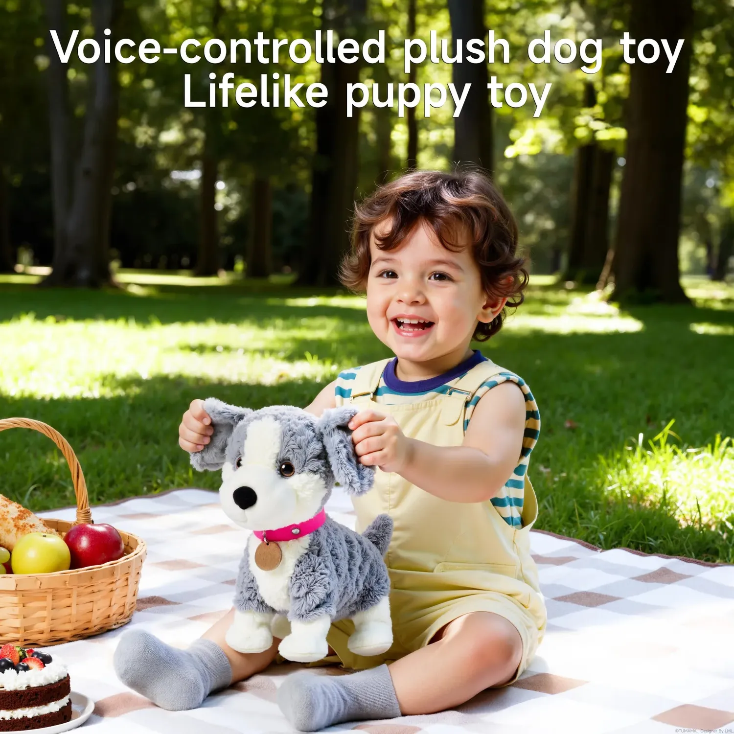 TUMAMA Border Collie Kuscheltier läuft singt interaktiv