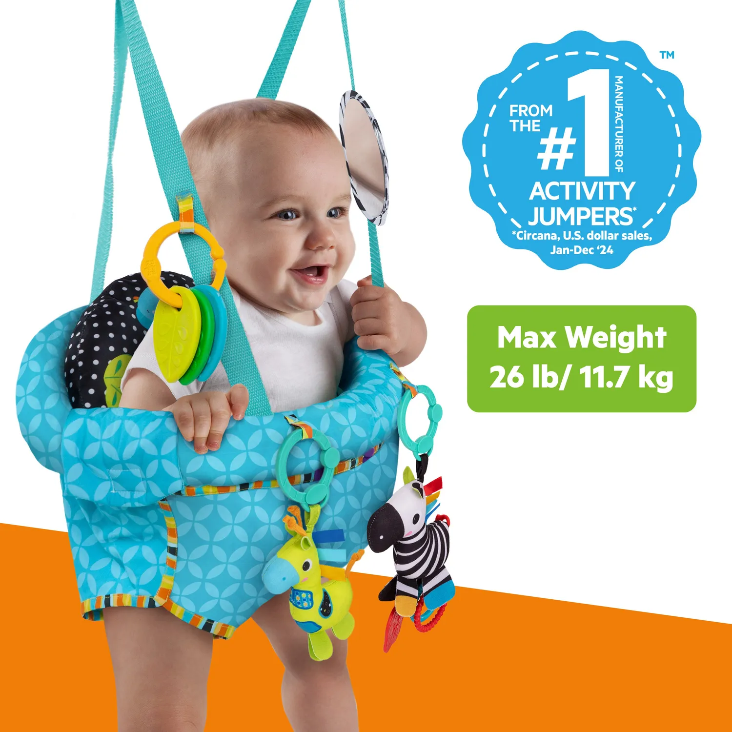 Bright Starts Bounce N Spring Türhopser Deluxe mit Spielzeug