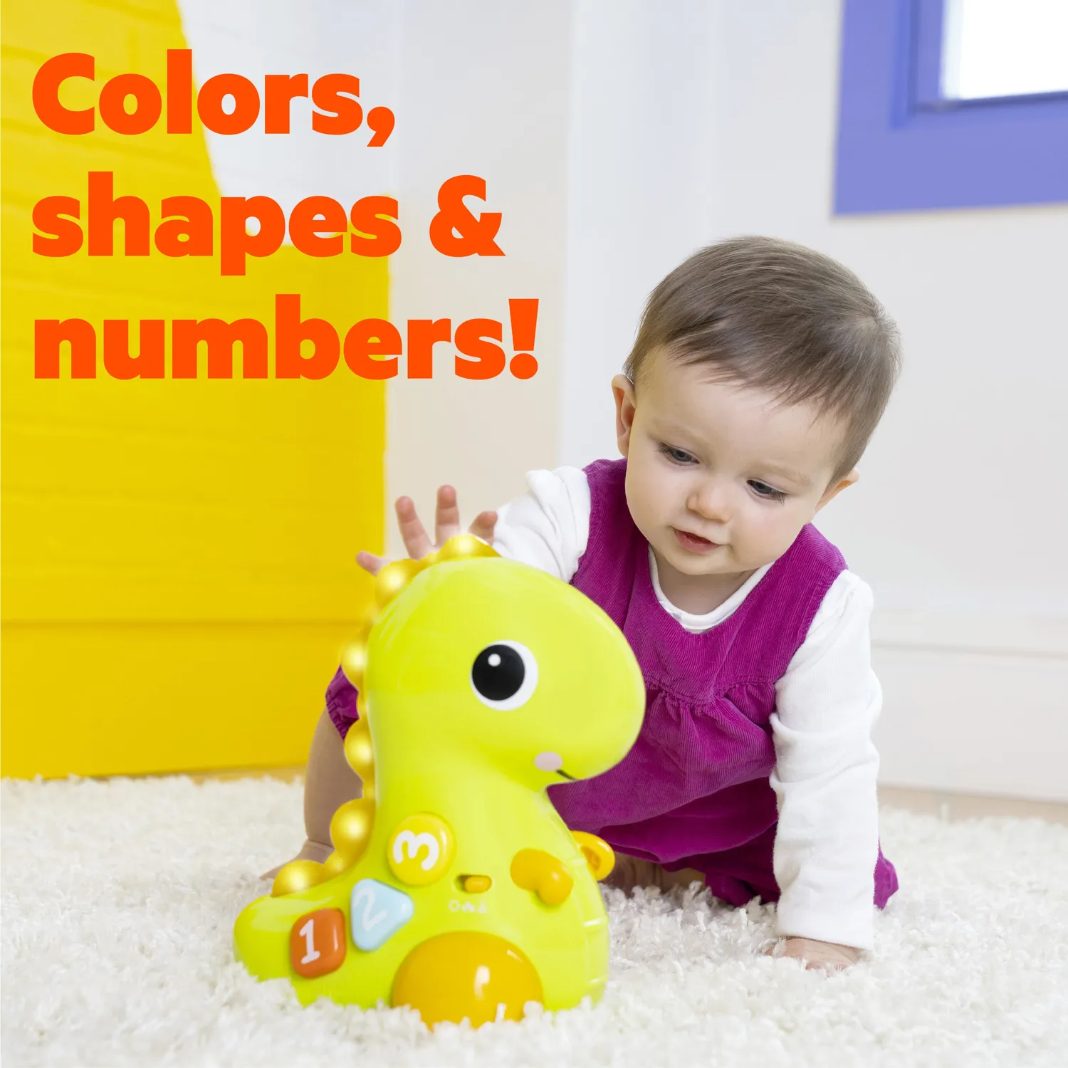 Bright Starts Go Go Dino Krabbelspielzeug Licht Musik