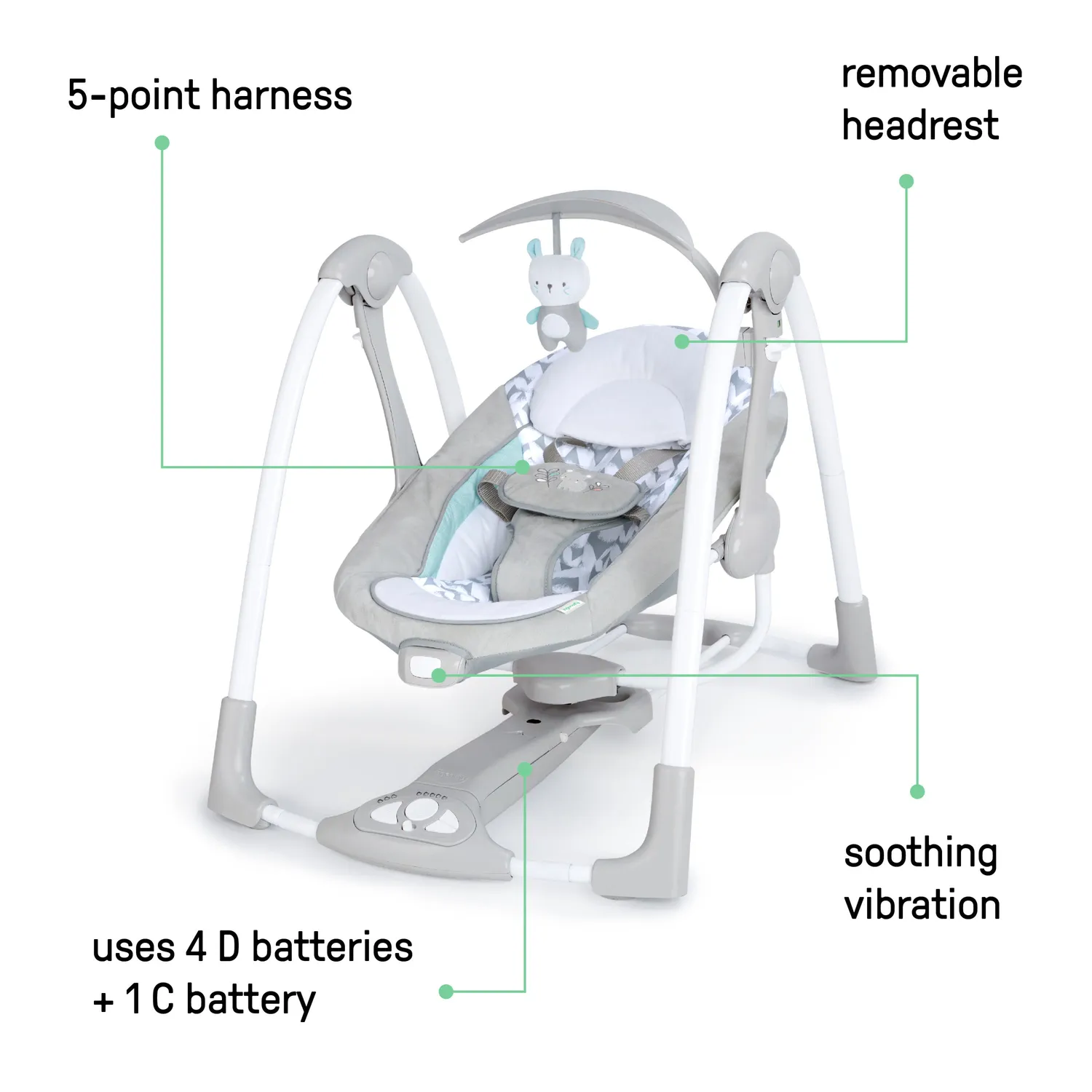 Ingenuity ConvertMe Raylan Babyschaukel 2-in-1 mit Musik